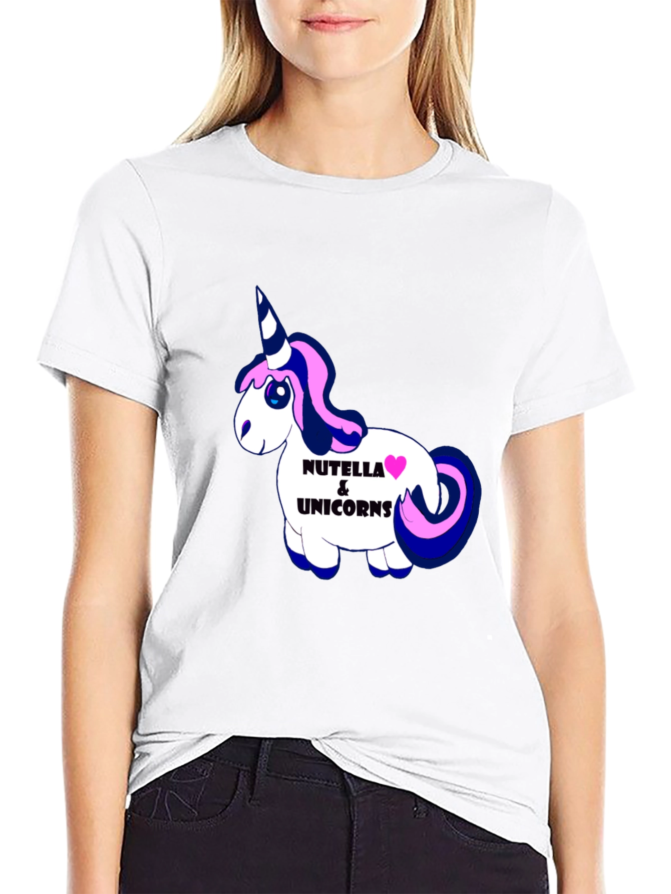 Black Nutella & Unicorns Graphic Black T-Shirt view 9