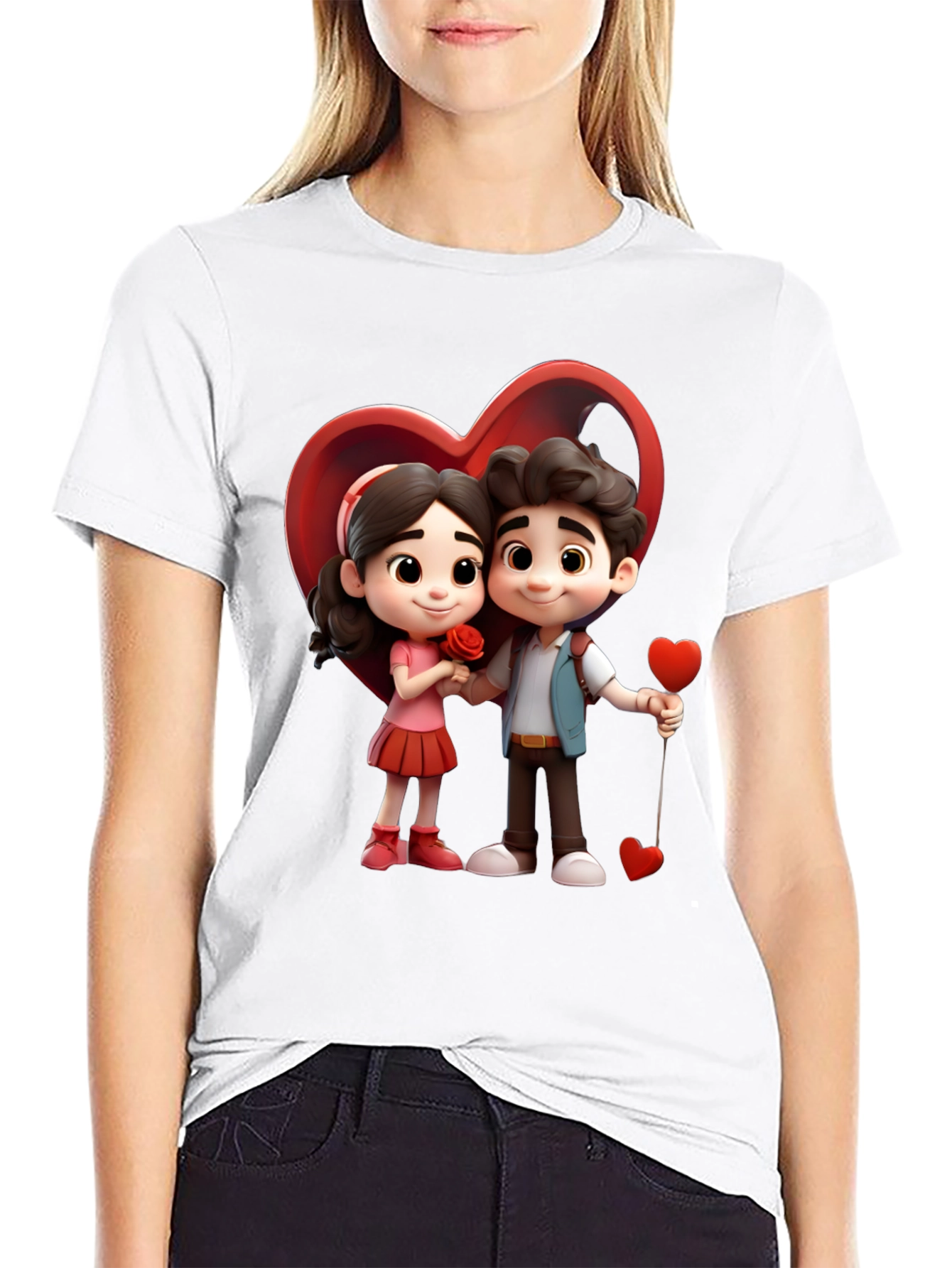 Black Cartoon Couple T-Shirt view 9