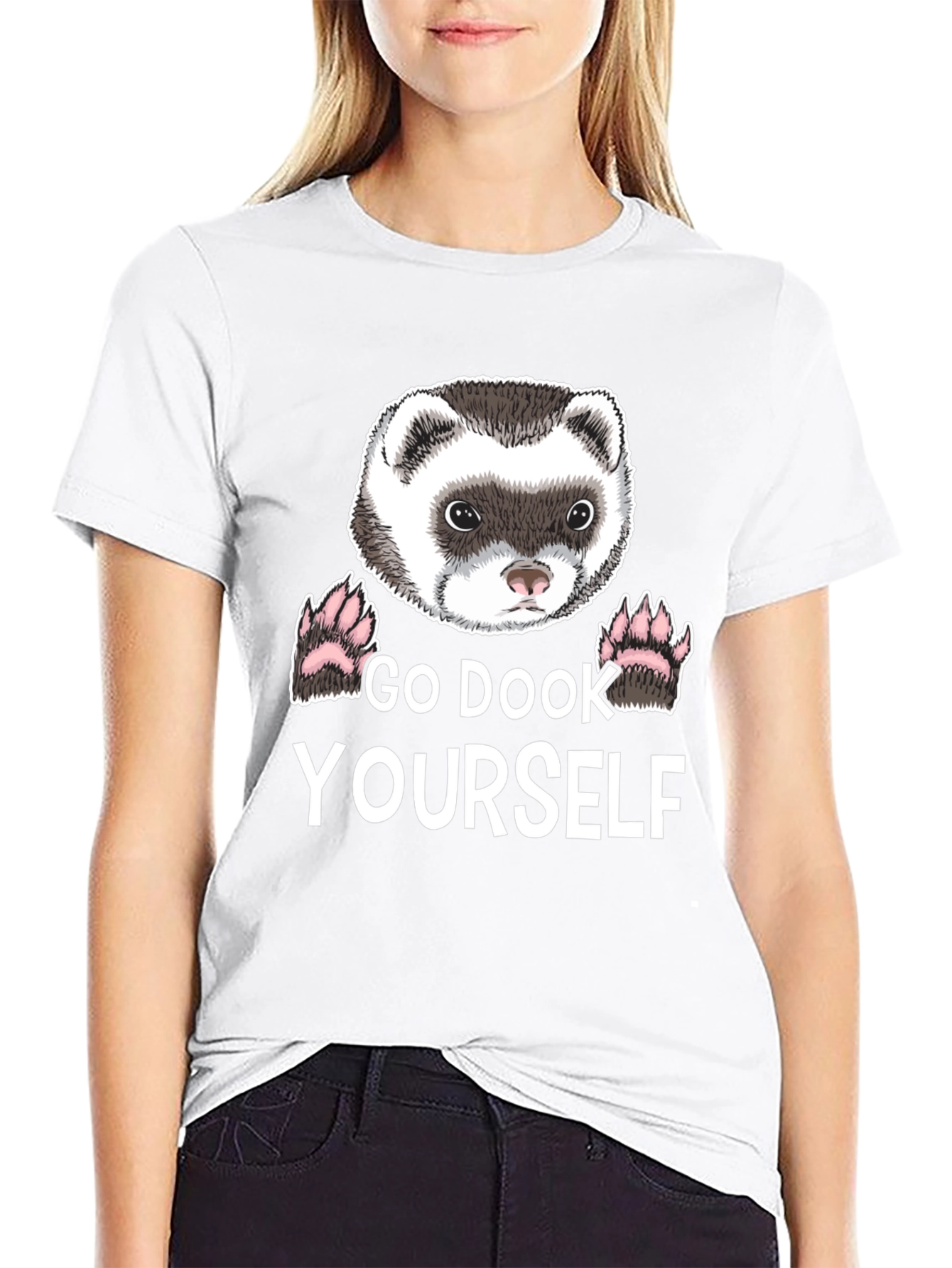 Black Go Dook Yourself Ferret T-Shirt view 9