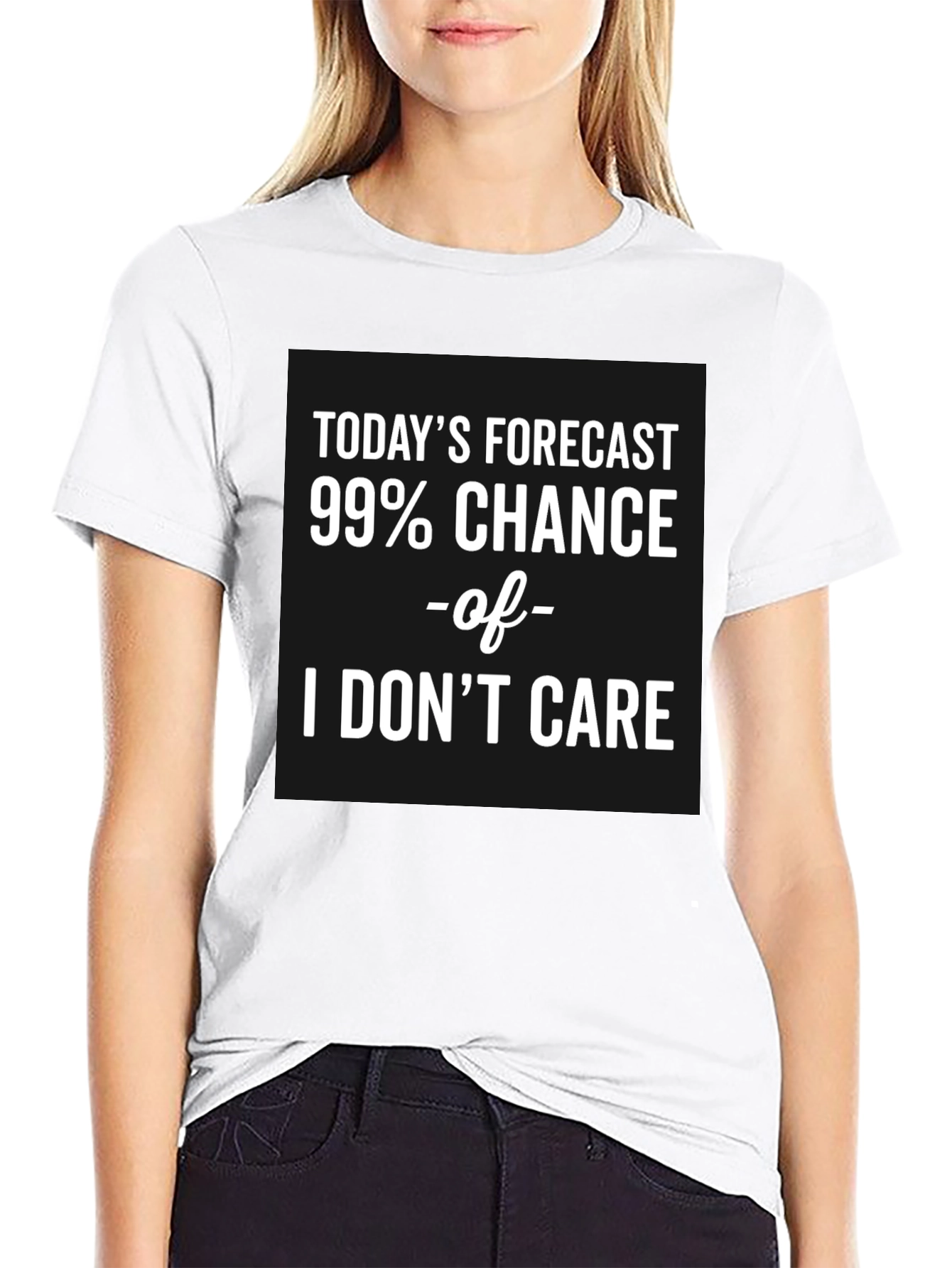 Black Funny Today's Forecast I Don't Care Graphic T-Shirt view 9