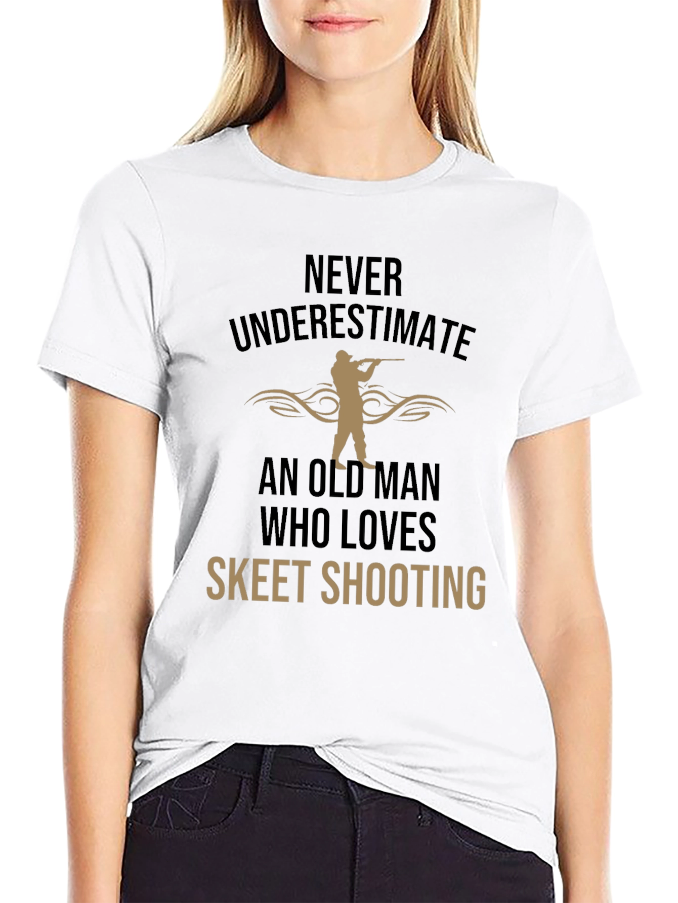 Black Skeet Shooting Old Man T-Shirt view 9