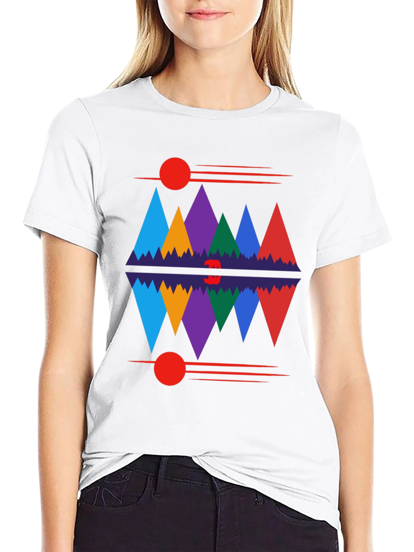 Black Geometric Mountain Range Graphic Tee view 9