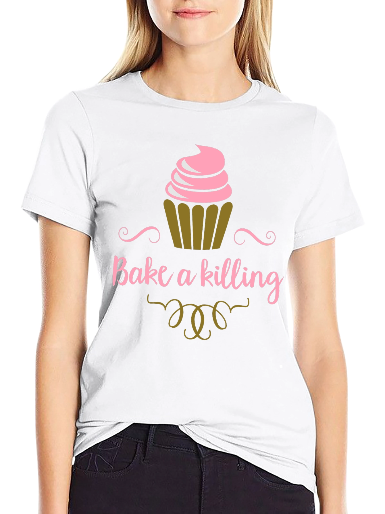 Black Bake a Killing T-Shirt - Funny Cupcake Tee view 9