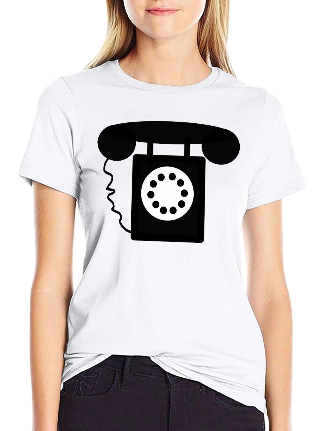 Black Retro Rotary Phone Graphic Tee - Classic Style view 9