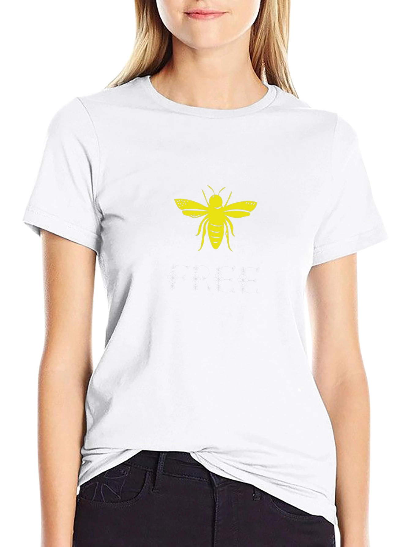 Black Black T-Shirt with Yellow Bee Graphic view 9