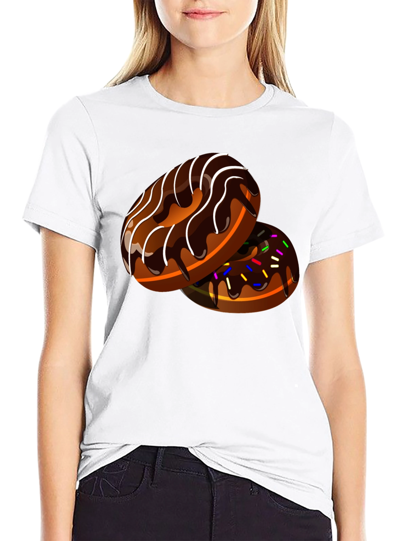 Black Donut Design Black T-Shirt view 9