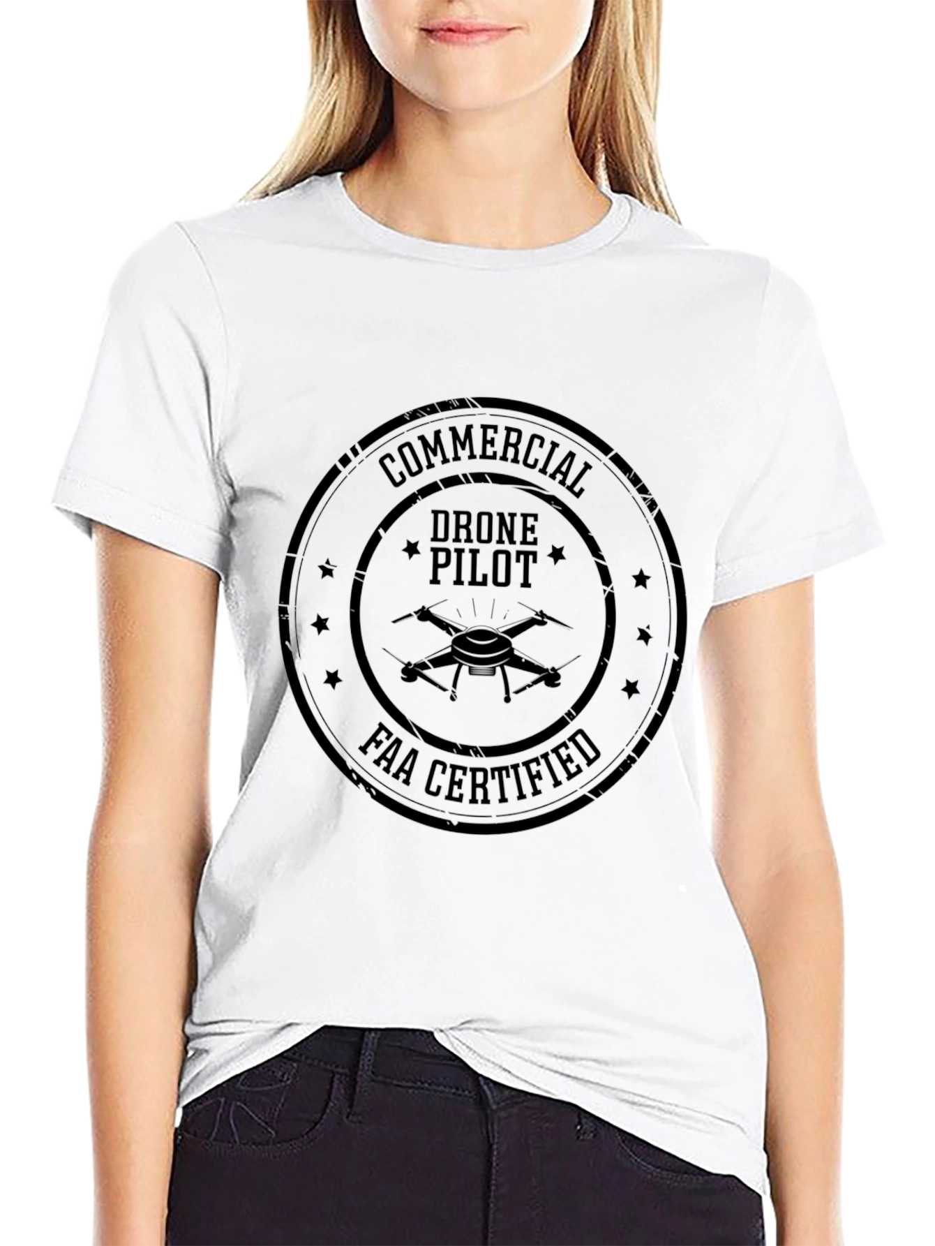 Black Commercial Drone Pilot FAA Certified T-Shirt view 9