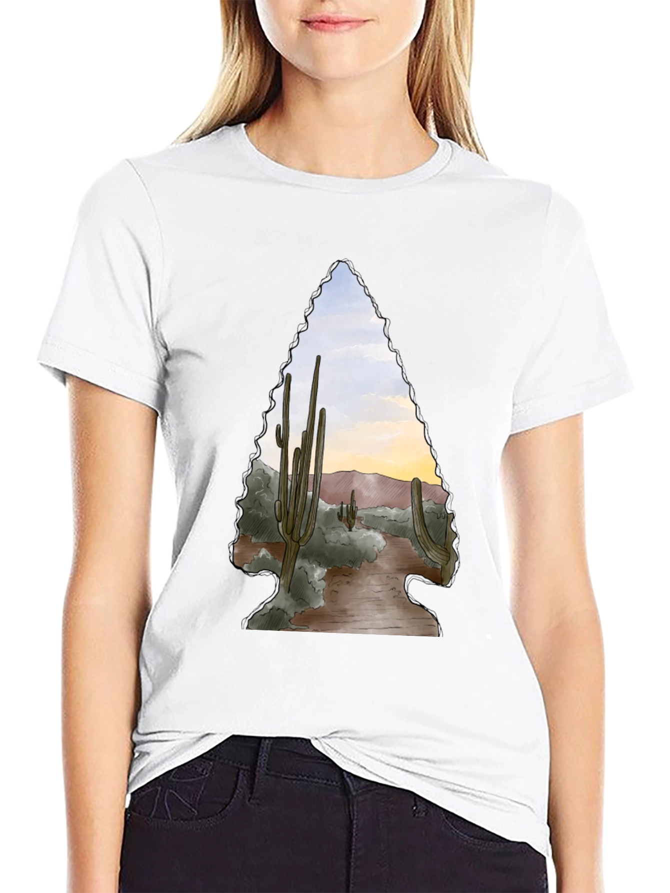 Black Desert Arrowhead Graphic Tee - Black Cotton Blend view 9