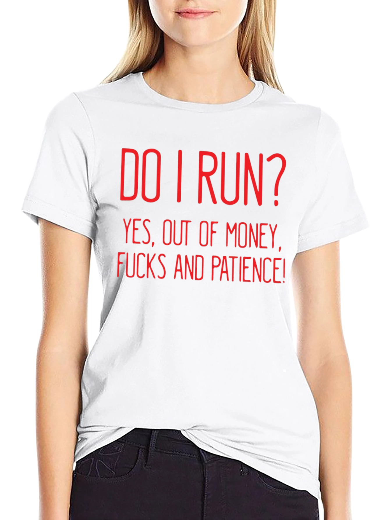 Black Humorous Black T-Shirt - Do I Run? Sarcastic Graphic Tee view 9