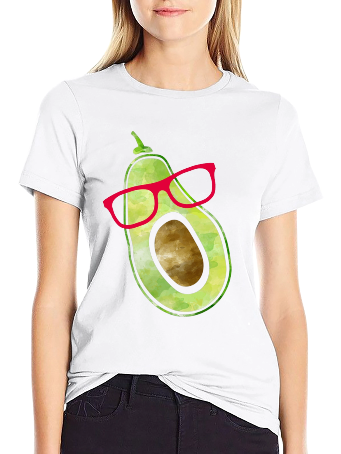 Black Cool Avocado with Glasses Graphic Tee view 9