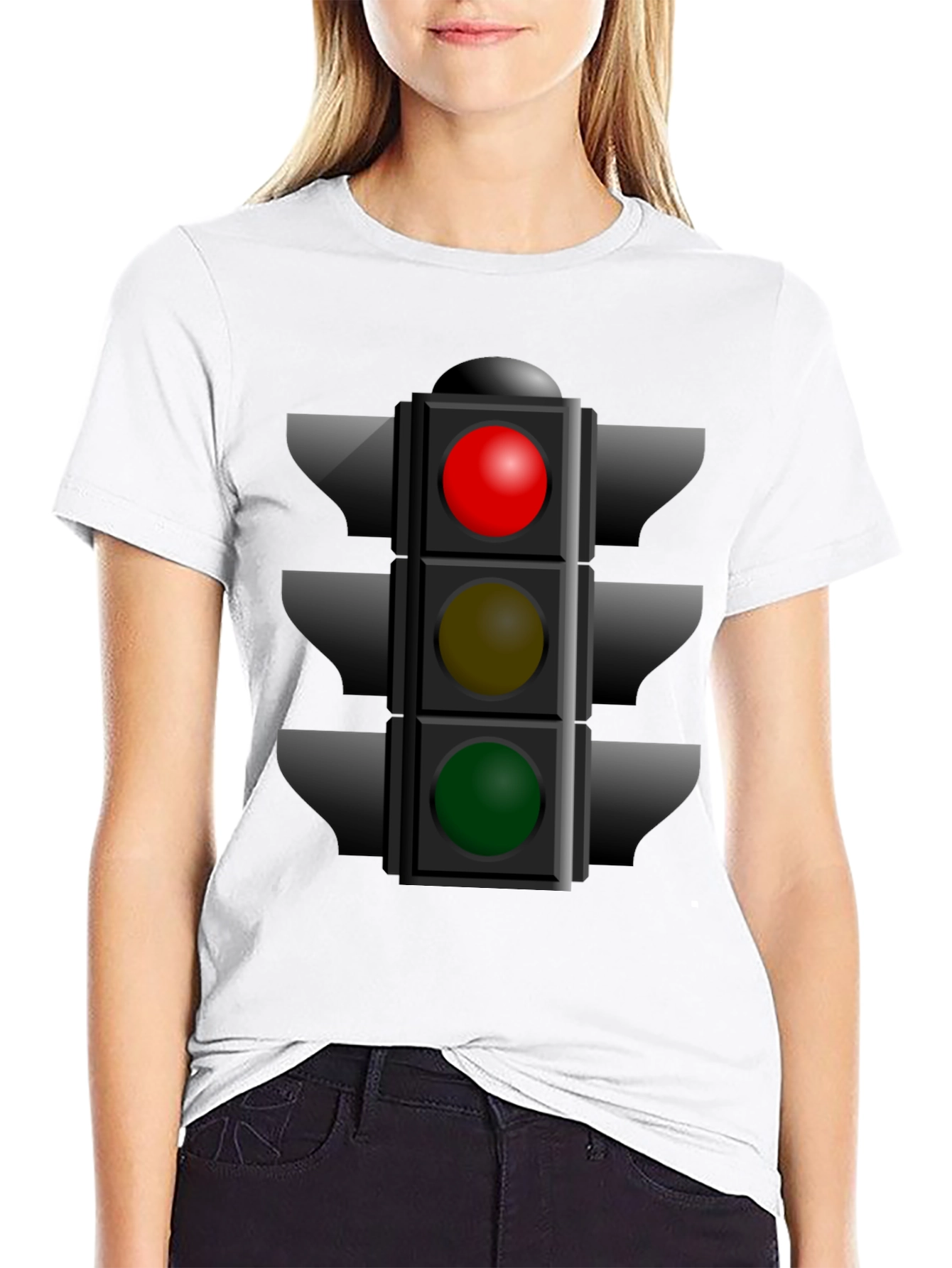 Black Traffic Light Graphic Tee - Novelty Stoplight Shirt view 9