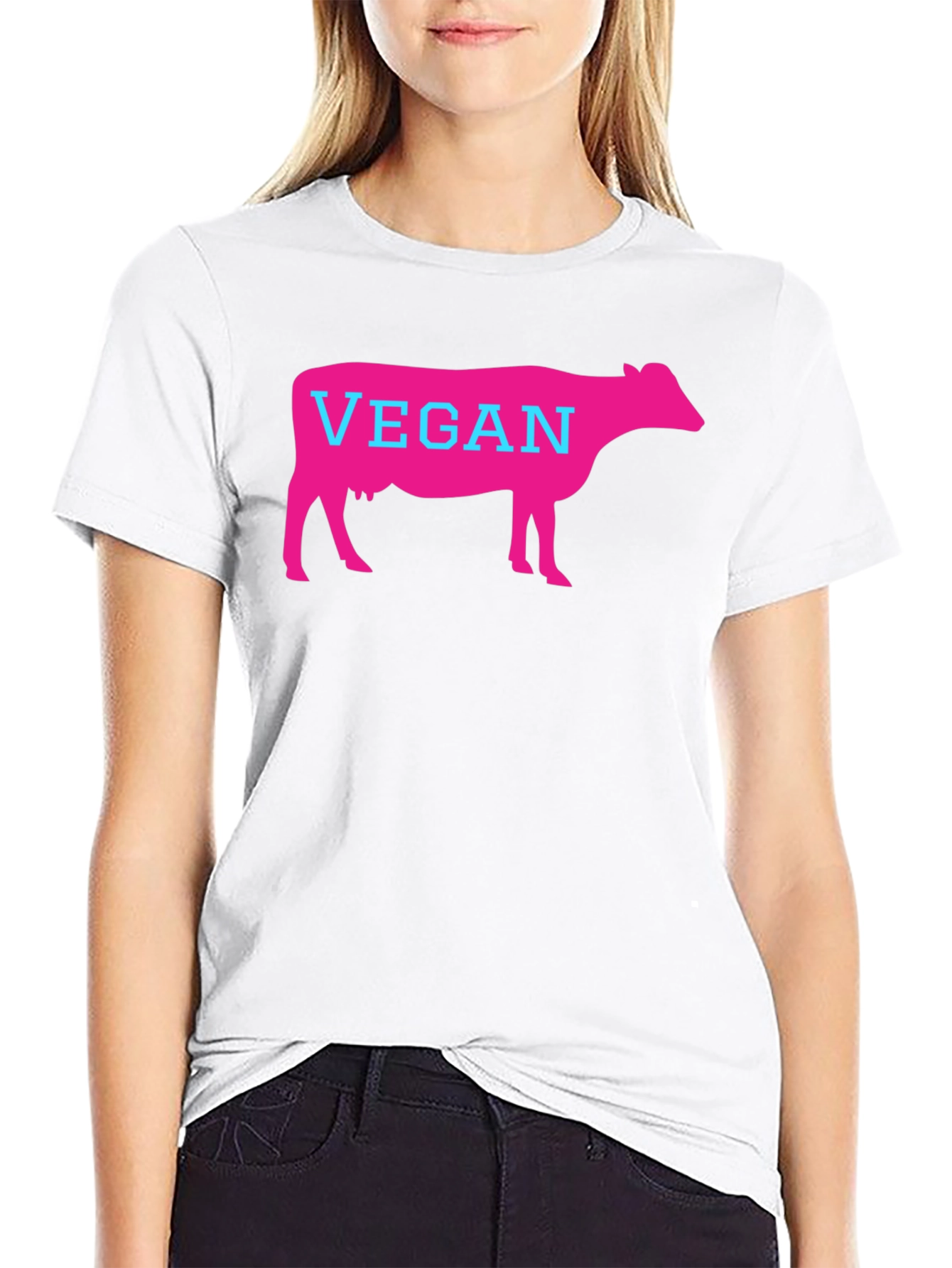 Black Vegan Cow Graphic T-Shirt - Unisex Black Tee view 9