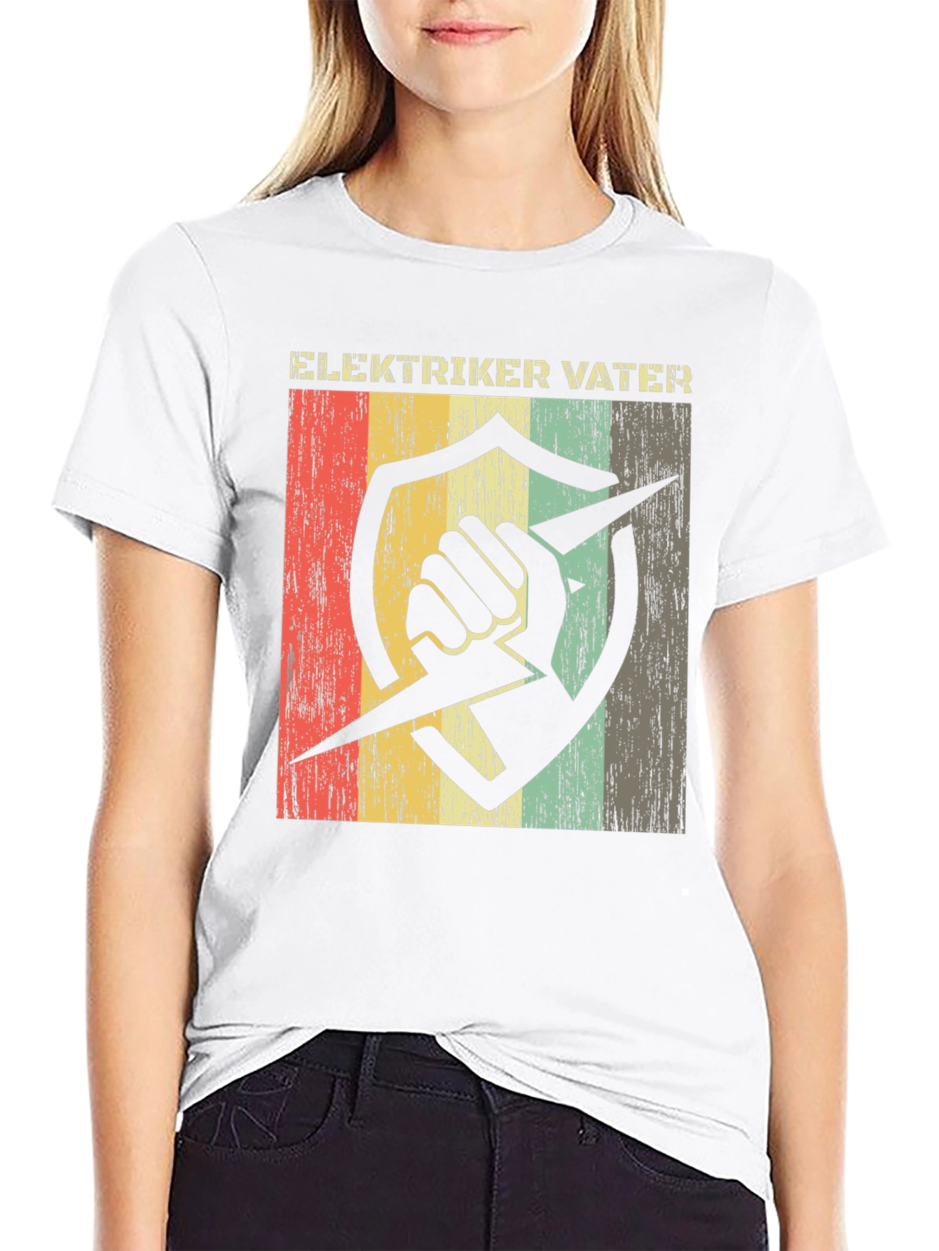 Black Elektriker Vater T-Shirt - Vintage Electrician Dad Tee view 9