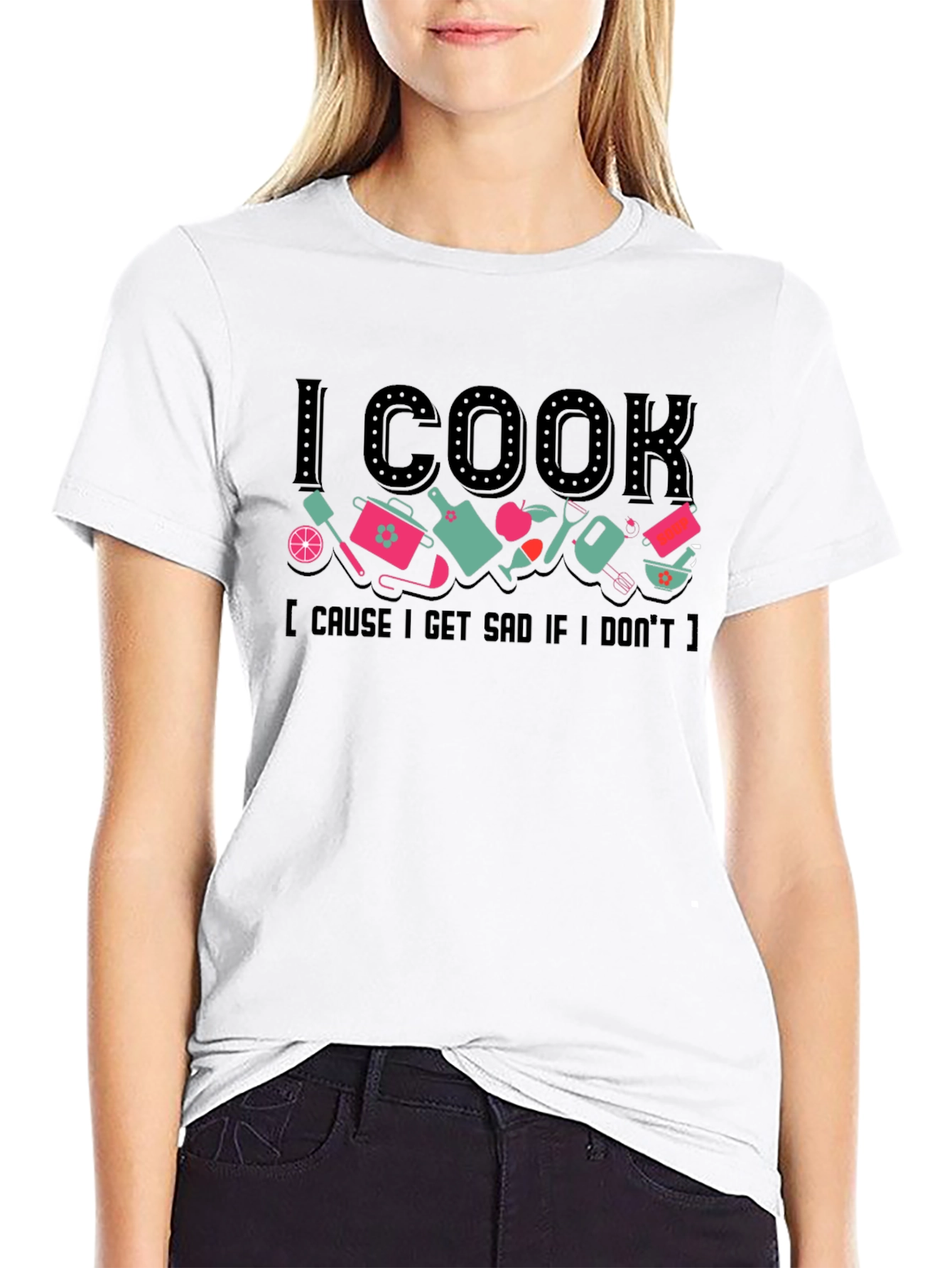 Black I Cook Graphic Tee - Chef Humor Shirt view 9