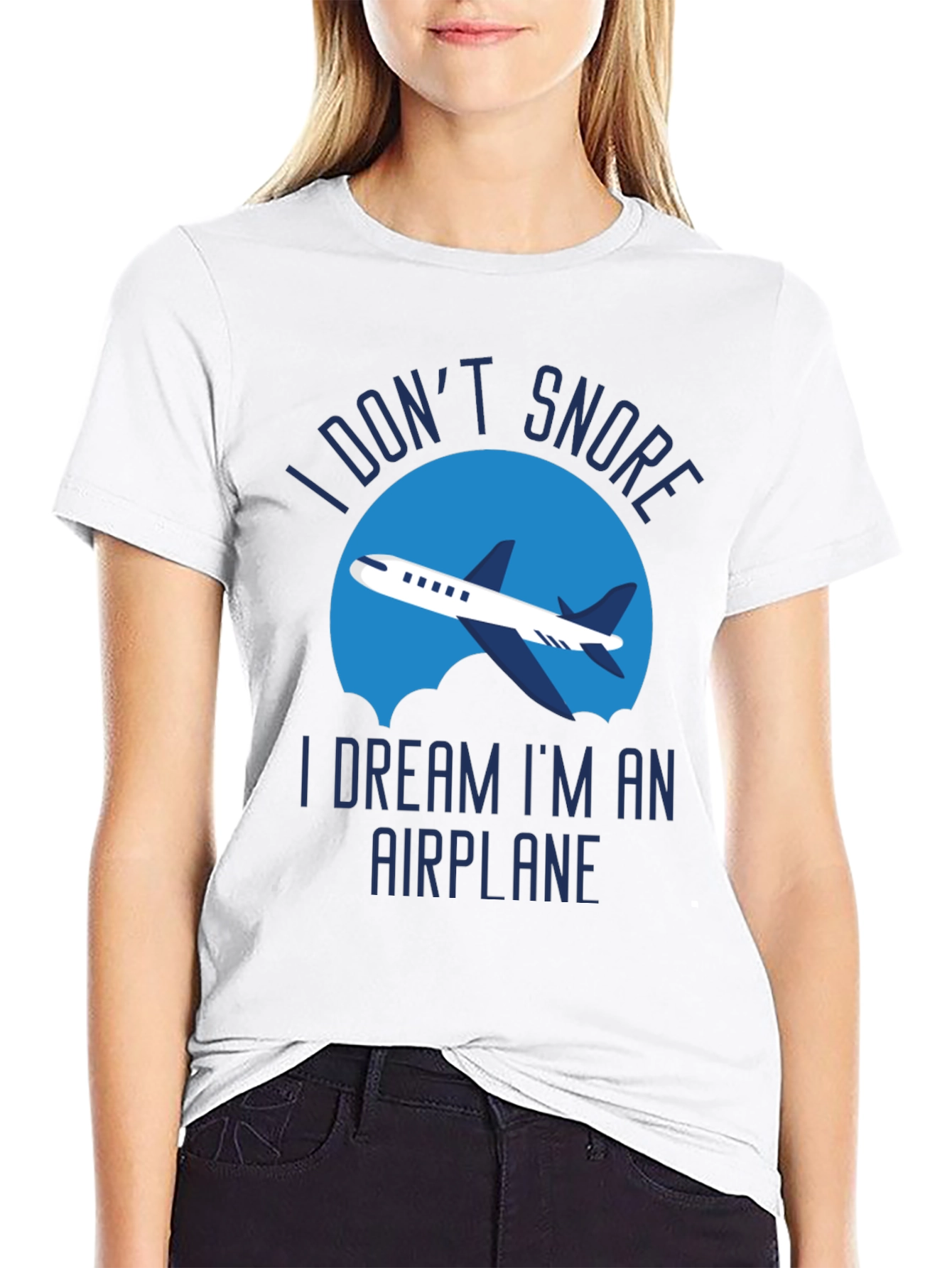 Black Funny Snoring Airplane T-Shirt view 9