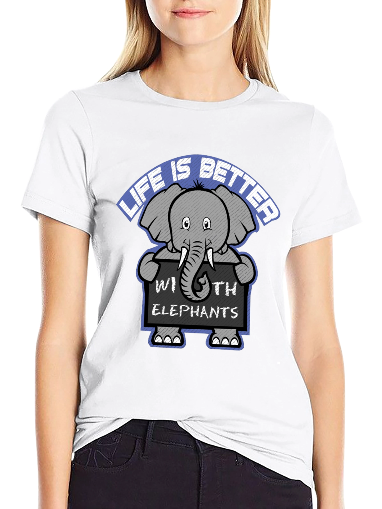 Black Life is Better with Elephants Graphic Tee view 9