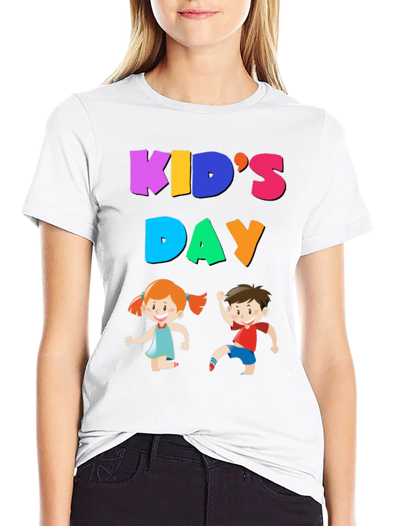 Black Colorful Kid's Day T-Shirt view 9