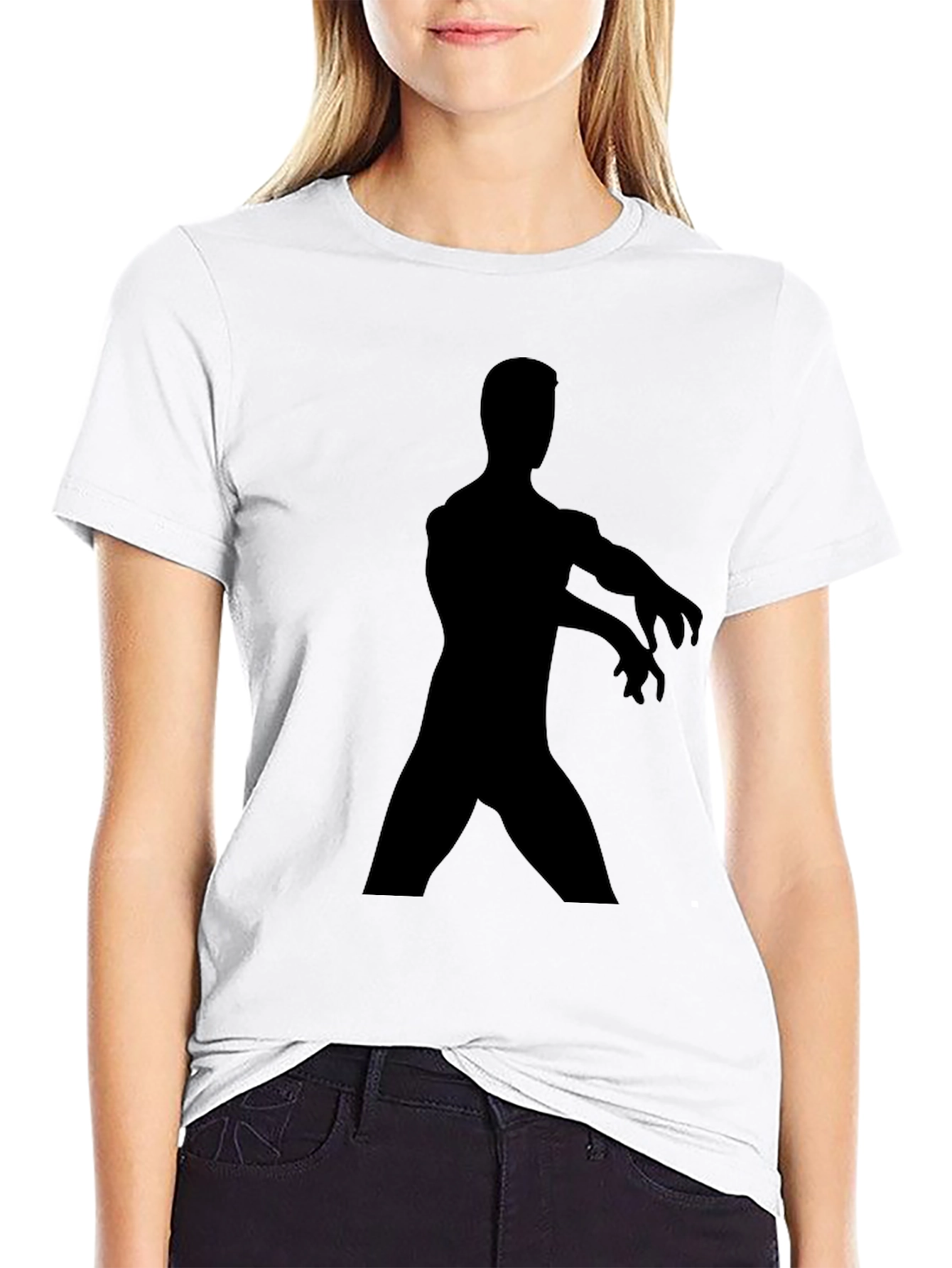 Black Men's Black Graphic Tee - Zombie Silhouette view 9