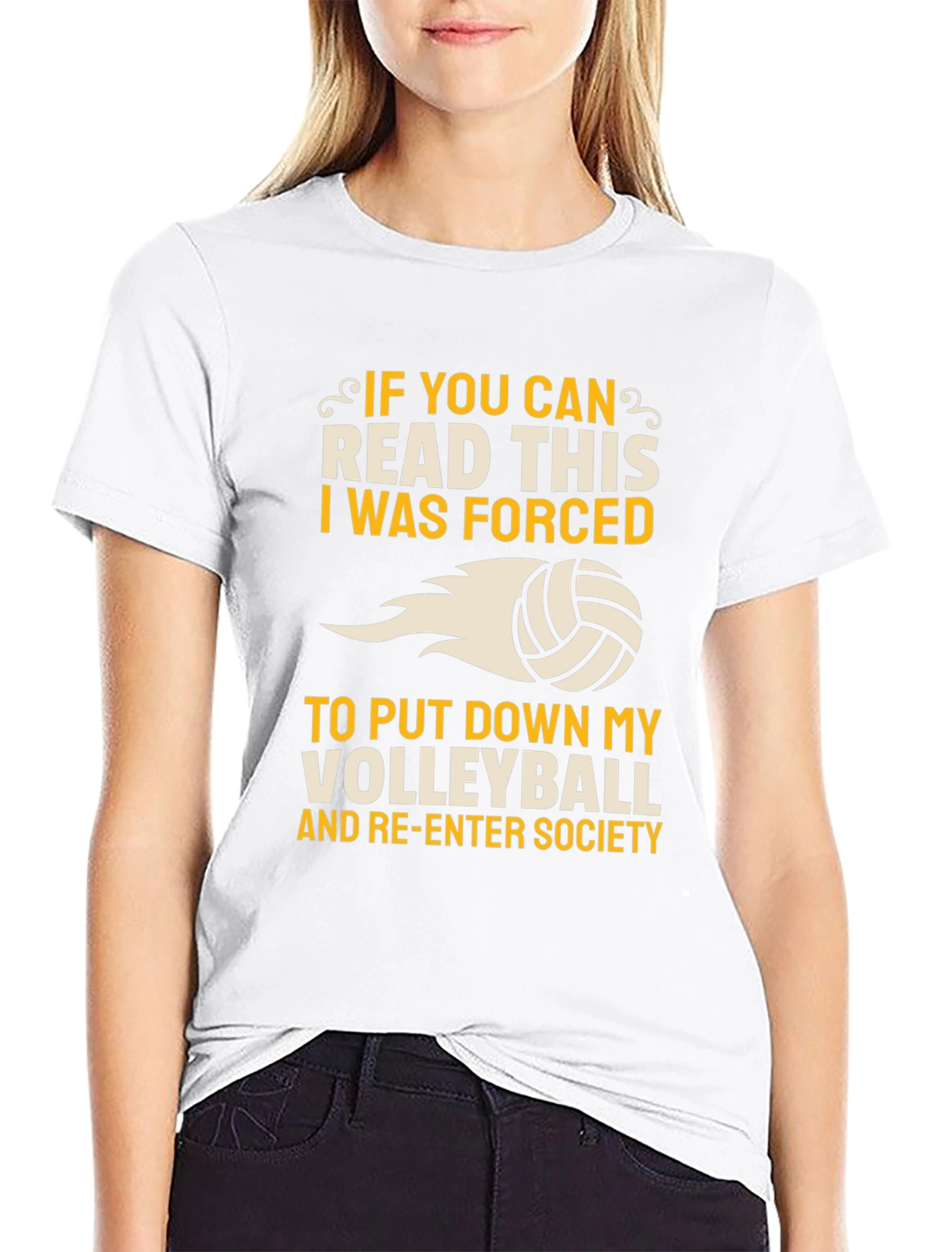 Black Volleyball Forced Re-Entry Society Tee view 9