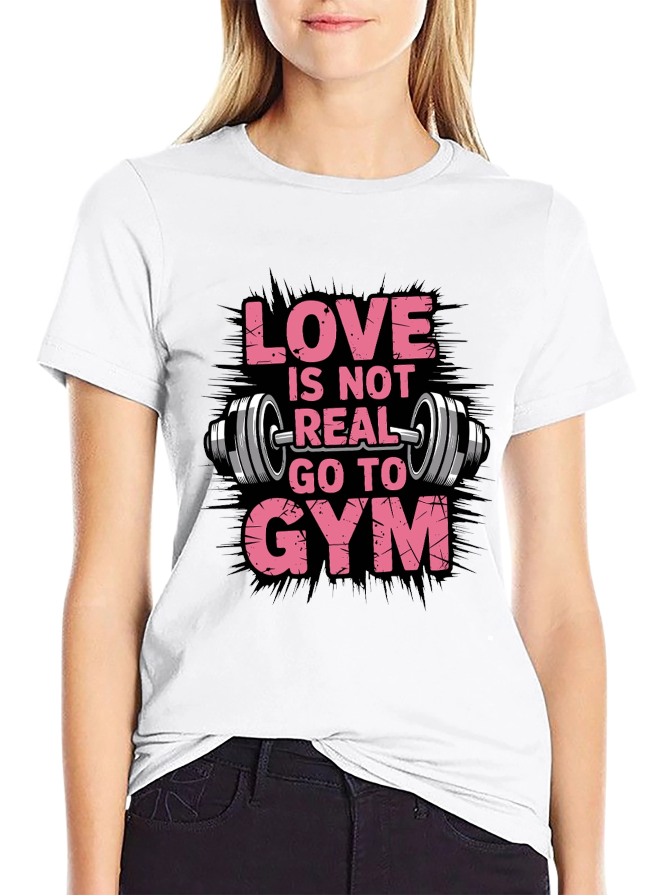 Black Love is Not Real Go To Gym Black T-Shirt view 9