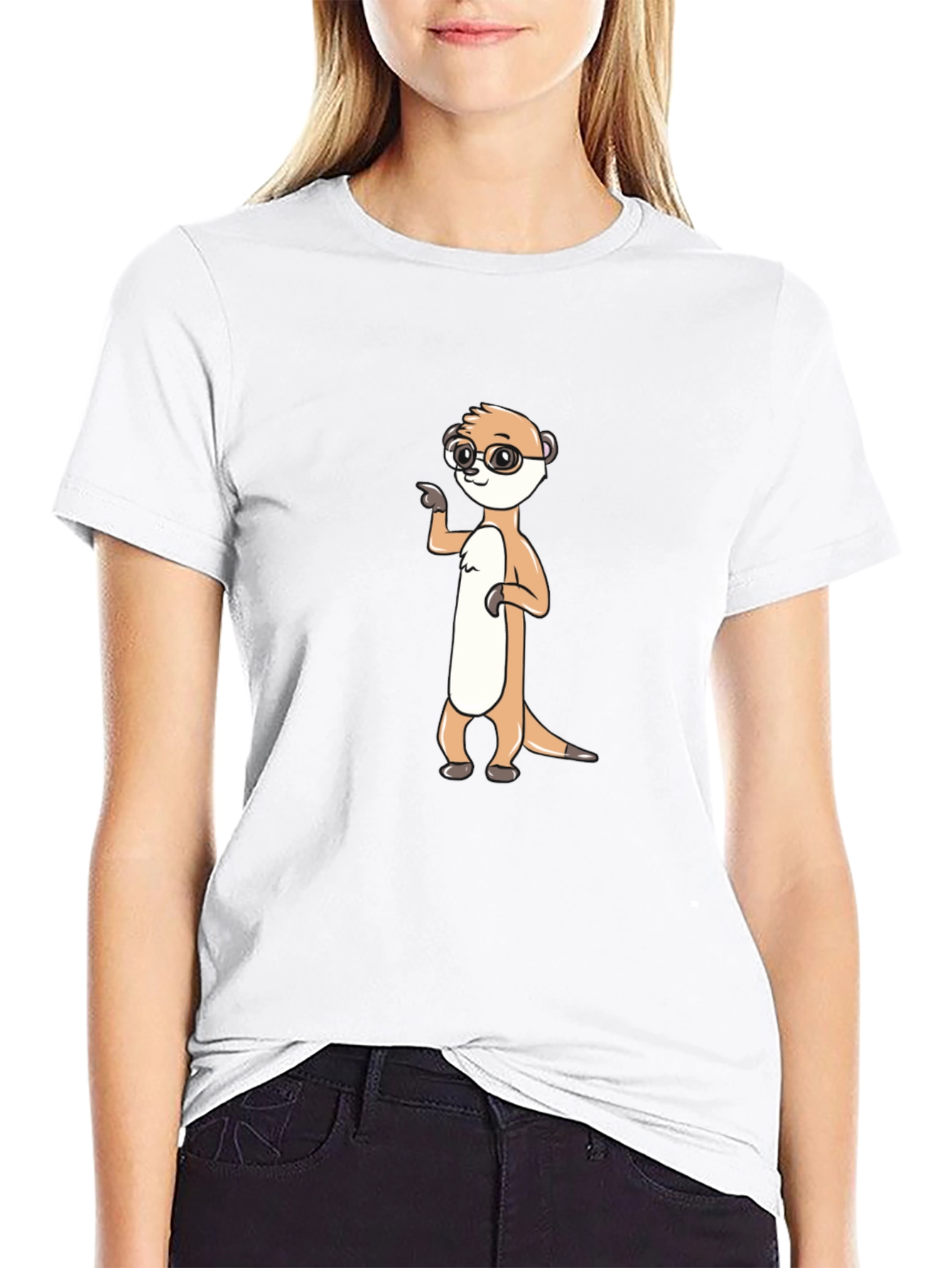 Black Meerkat Wearing Glasses T-Shirt view 9