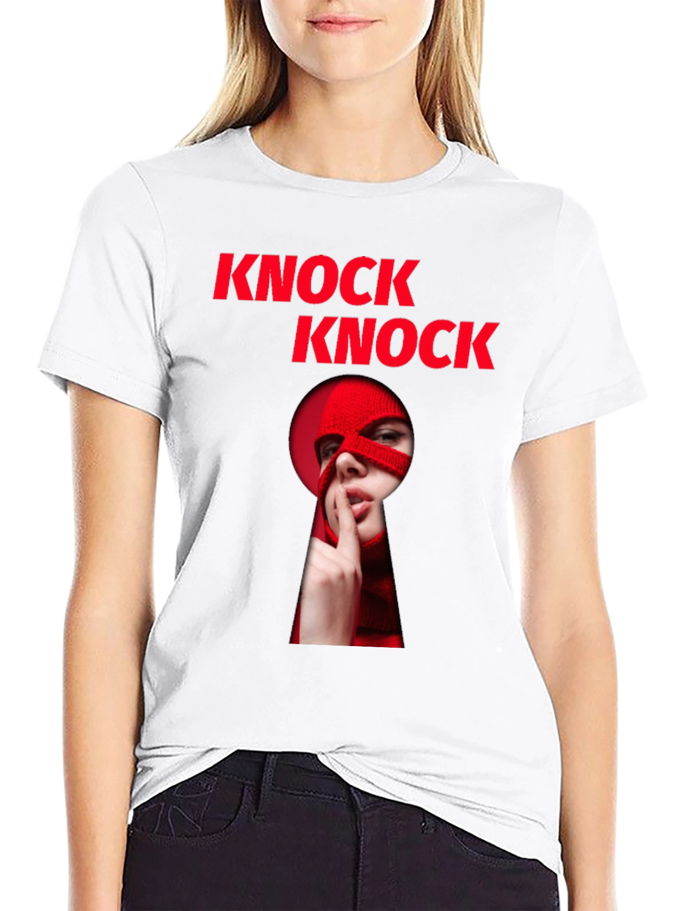 Black Knock Knock Graphic T-Shirt - Intrigue & Style view 9