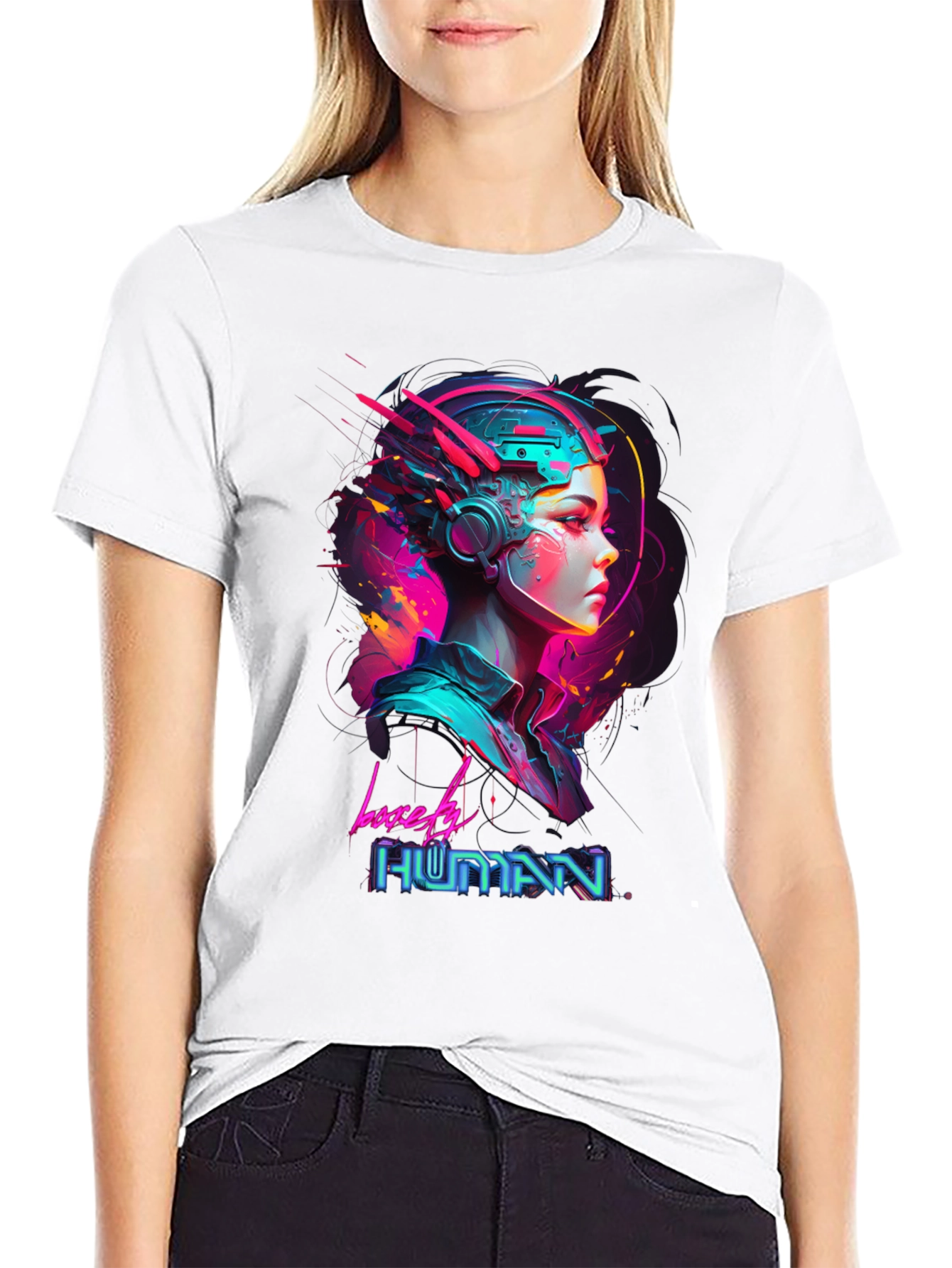 Black Lovely Human Cyberpunk Style Black T-Shirt view 9