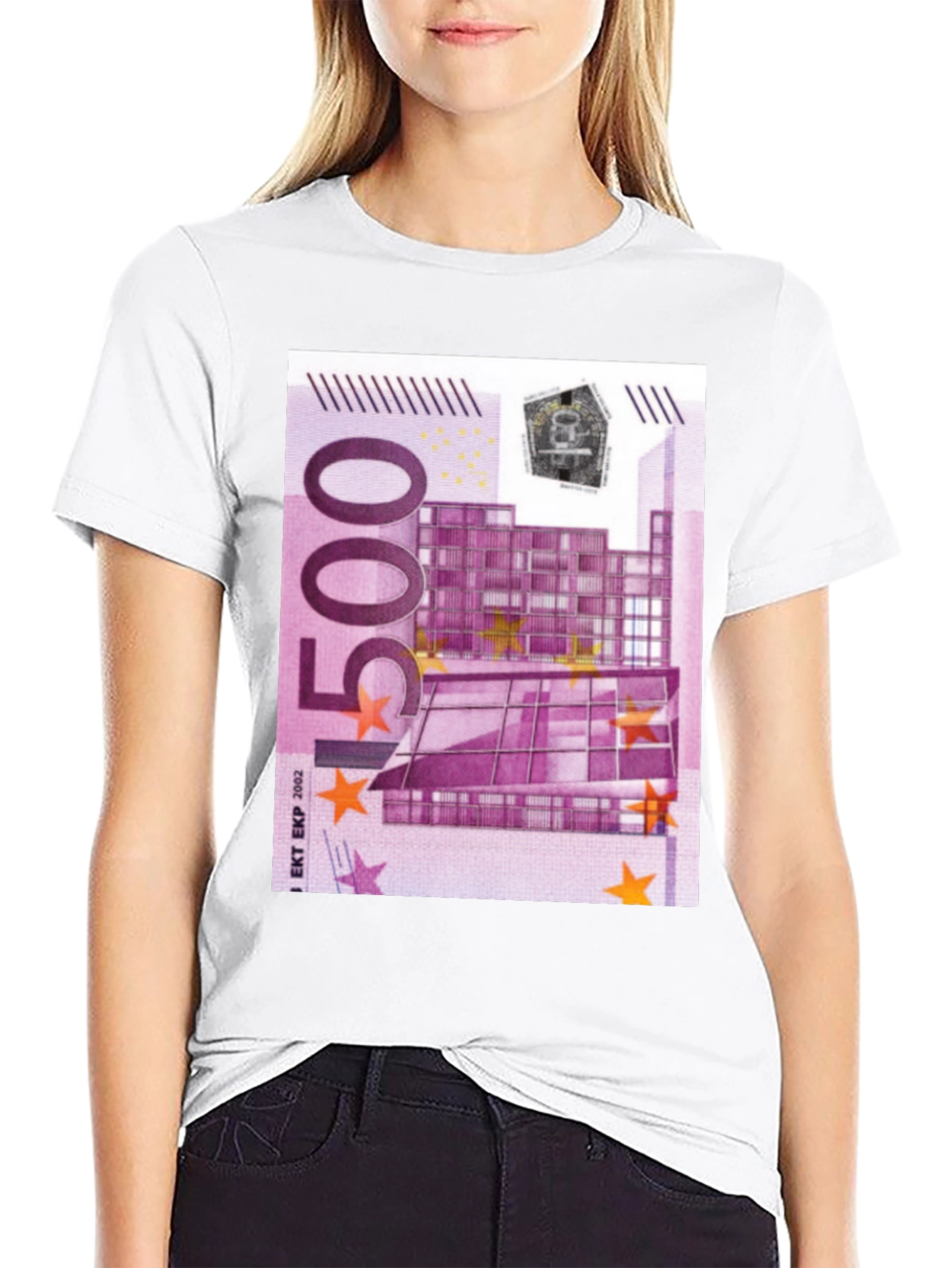 Black 500 Euro Note Graphic Print Black T-Shirt view 9