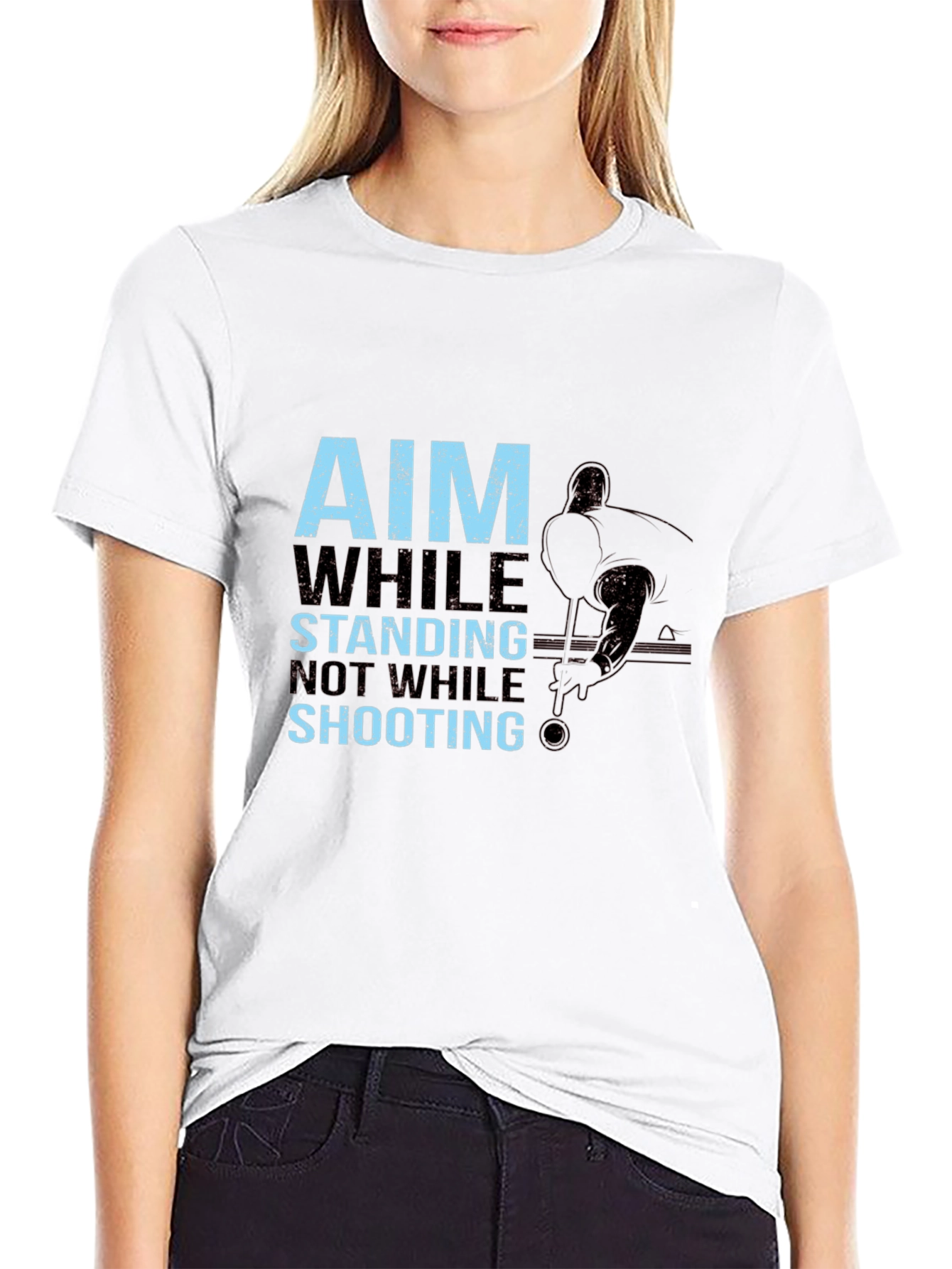 Black Aim While Standing, Not While Shooting T-Shirt view 9