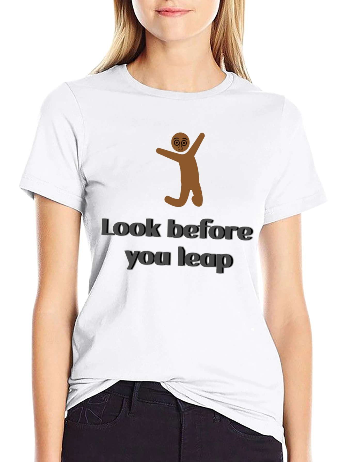 Black Look Before You Leap Graphic T-Shirt view 9