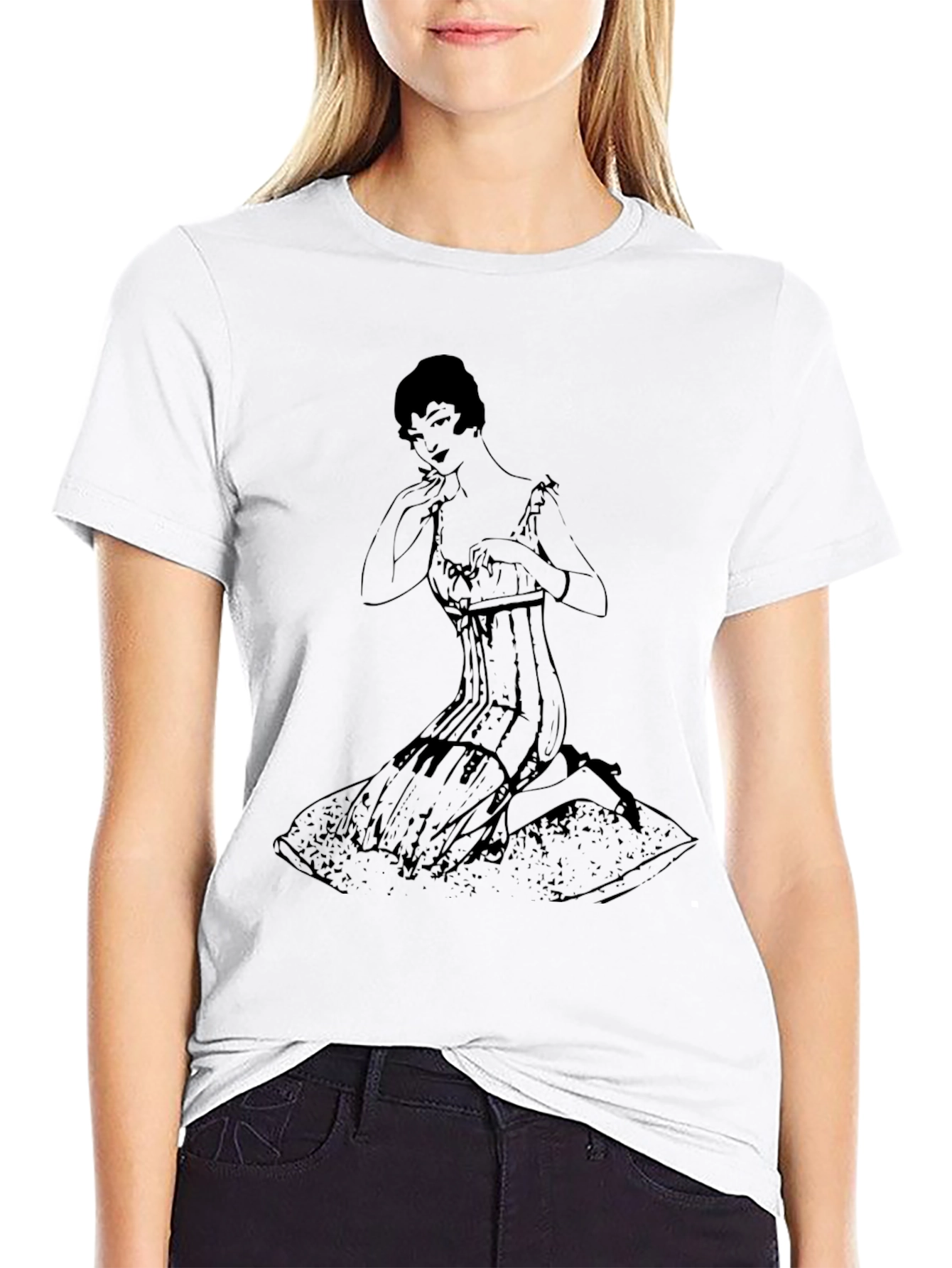 Black Vintage Lady Graphic Tee view 9