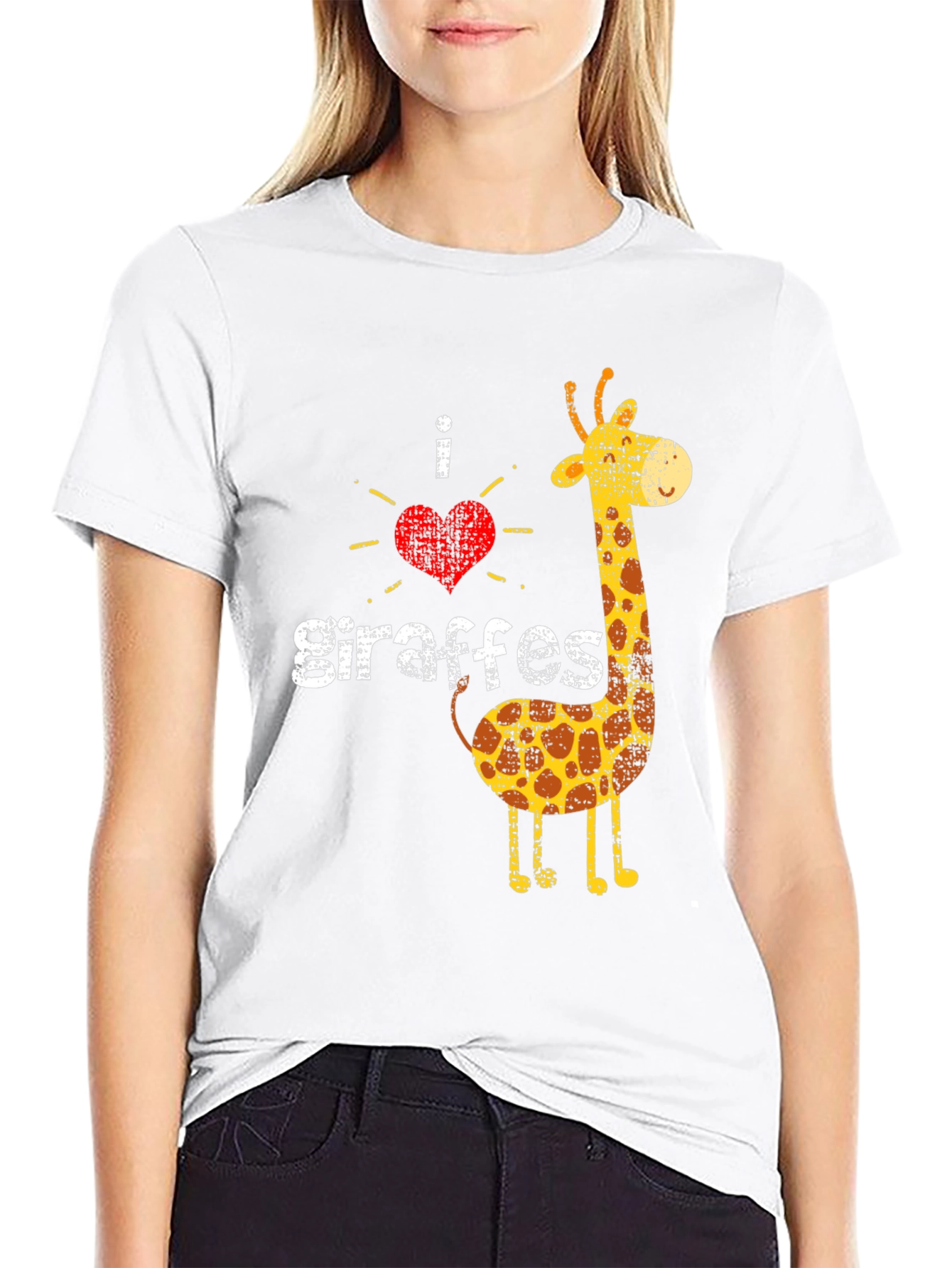 Black I Love Giraffes Graphic Tee - Unisex Black T-Shirt view 9
