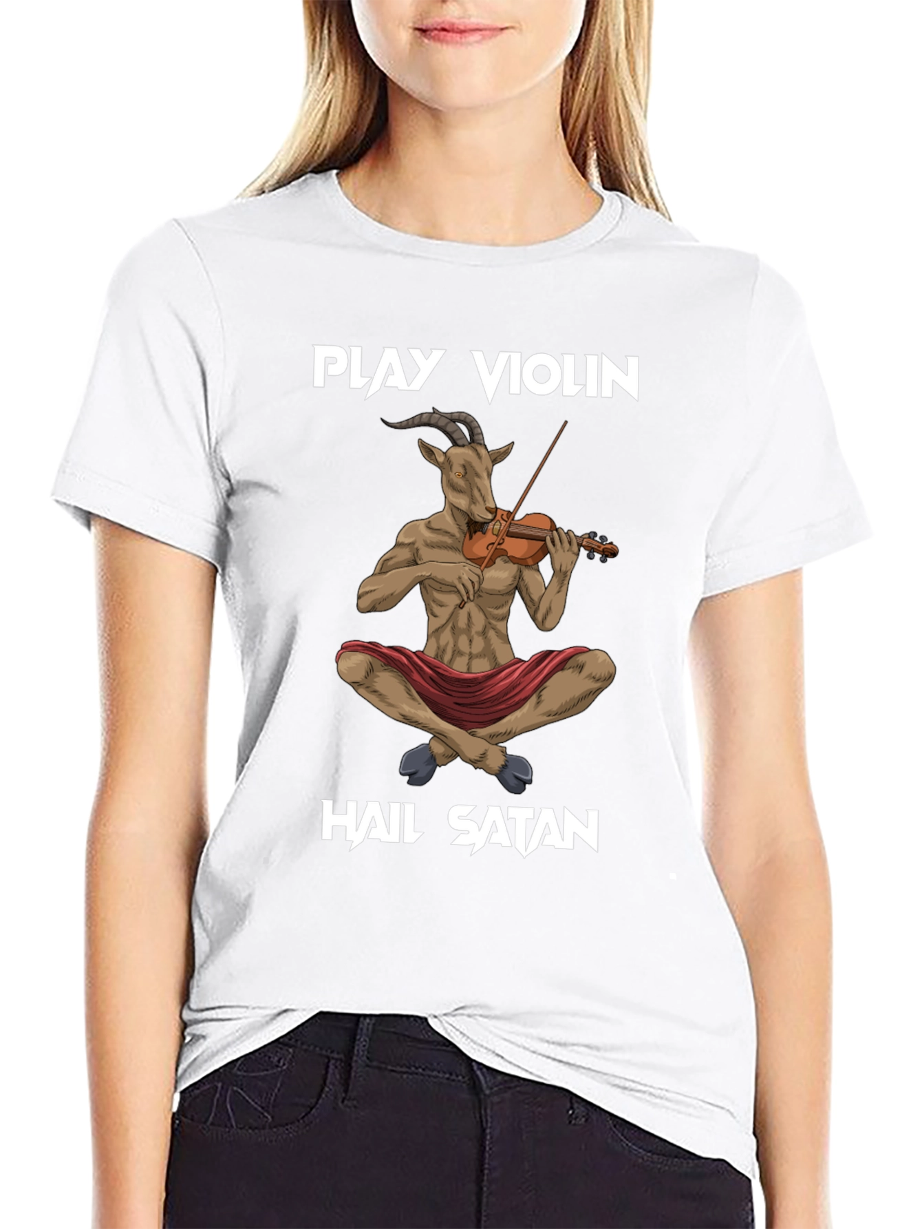 Black Play Violin, Hail Satan T-Shirt view 9