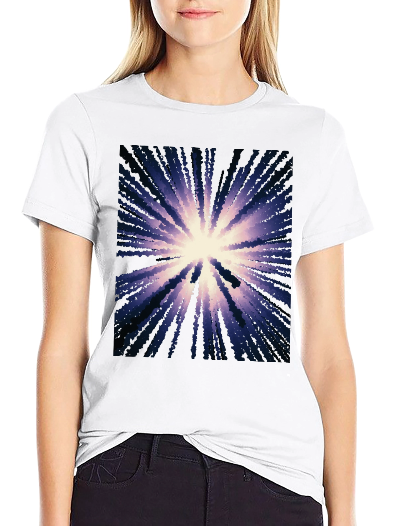 Black Abstract Burst Graphic Black T-Shirt view 9