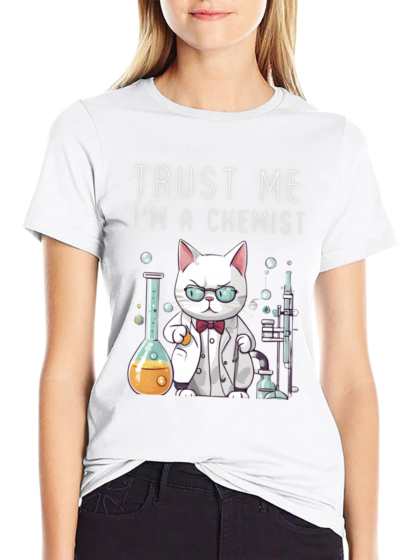 Black Trust Me I'm a Chemist Cat T-Shirt view 9