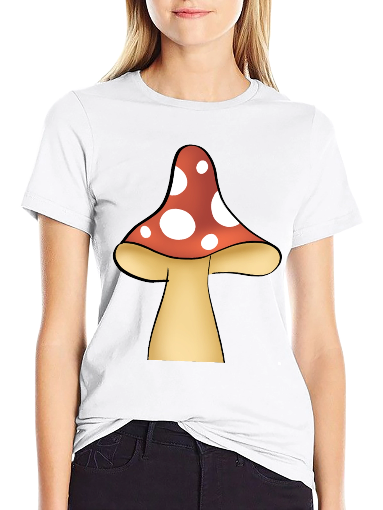 Black Mushroom Graphic Tee - Funky Black T-Shirt view 9