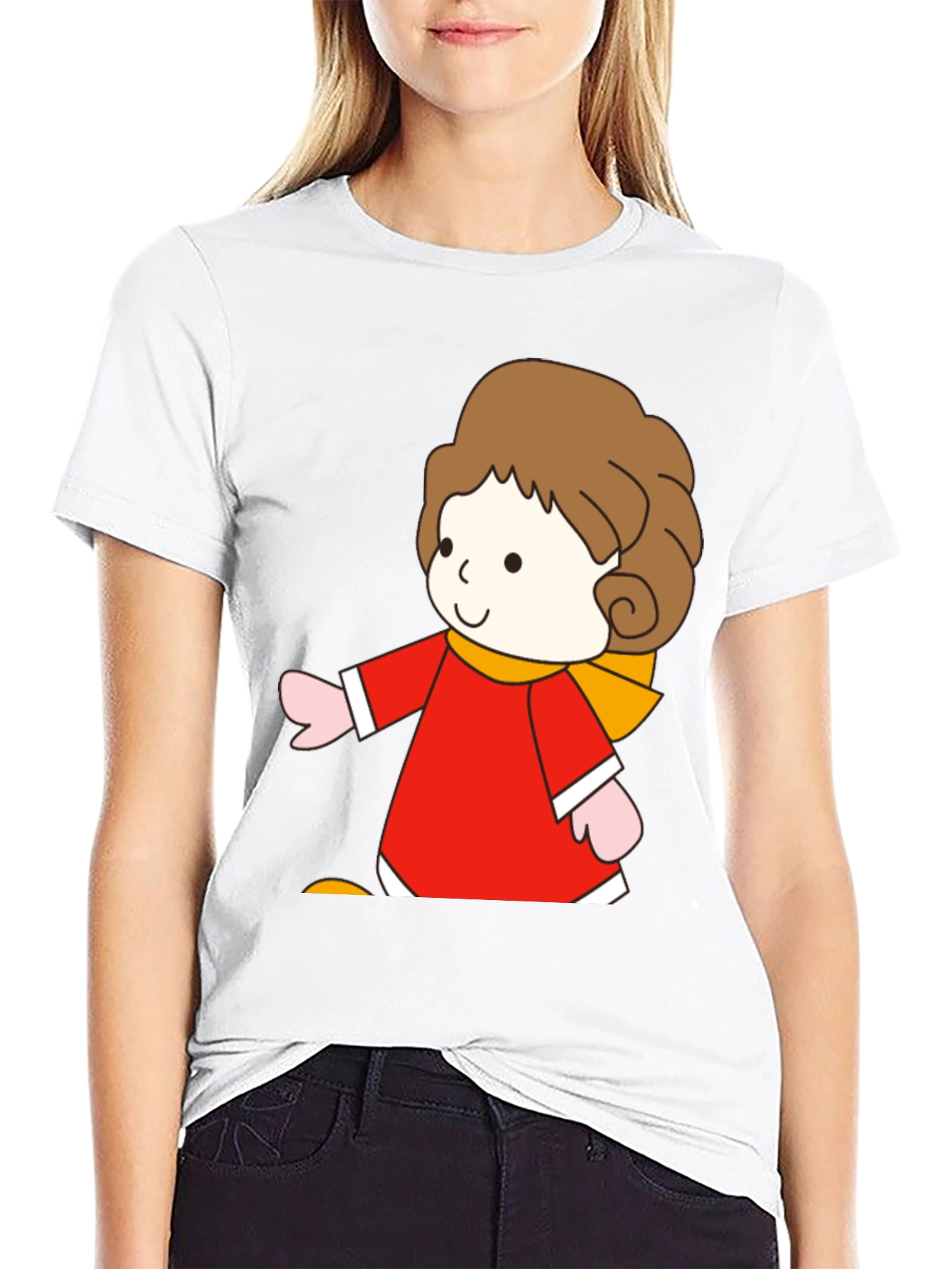 Black Cartoon Girl Graphic Tee - Soft Cotton Blend view 9