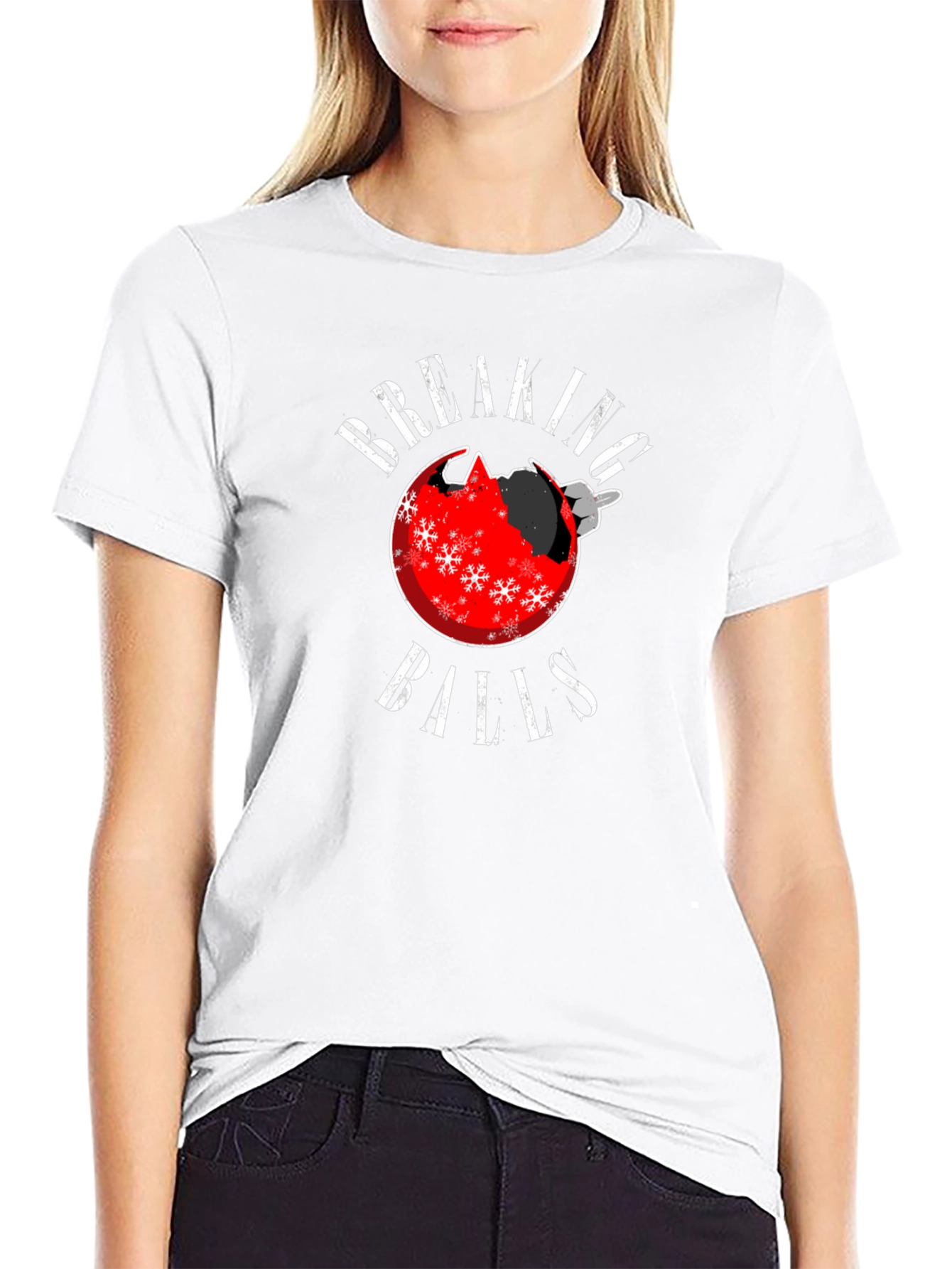 Black Breaking Balls Christmas Ornament Humor T-Shirt view 9