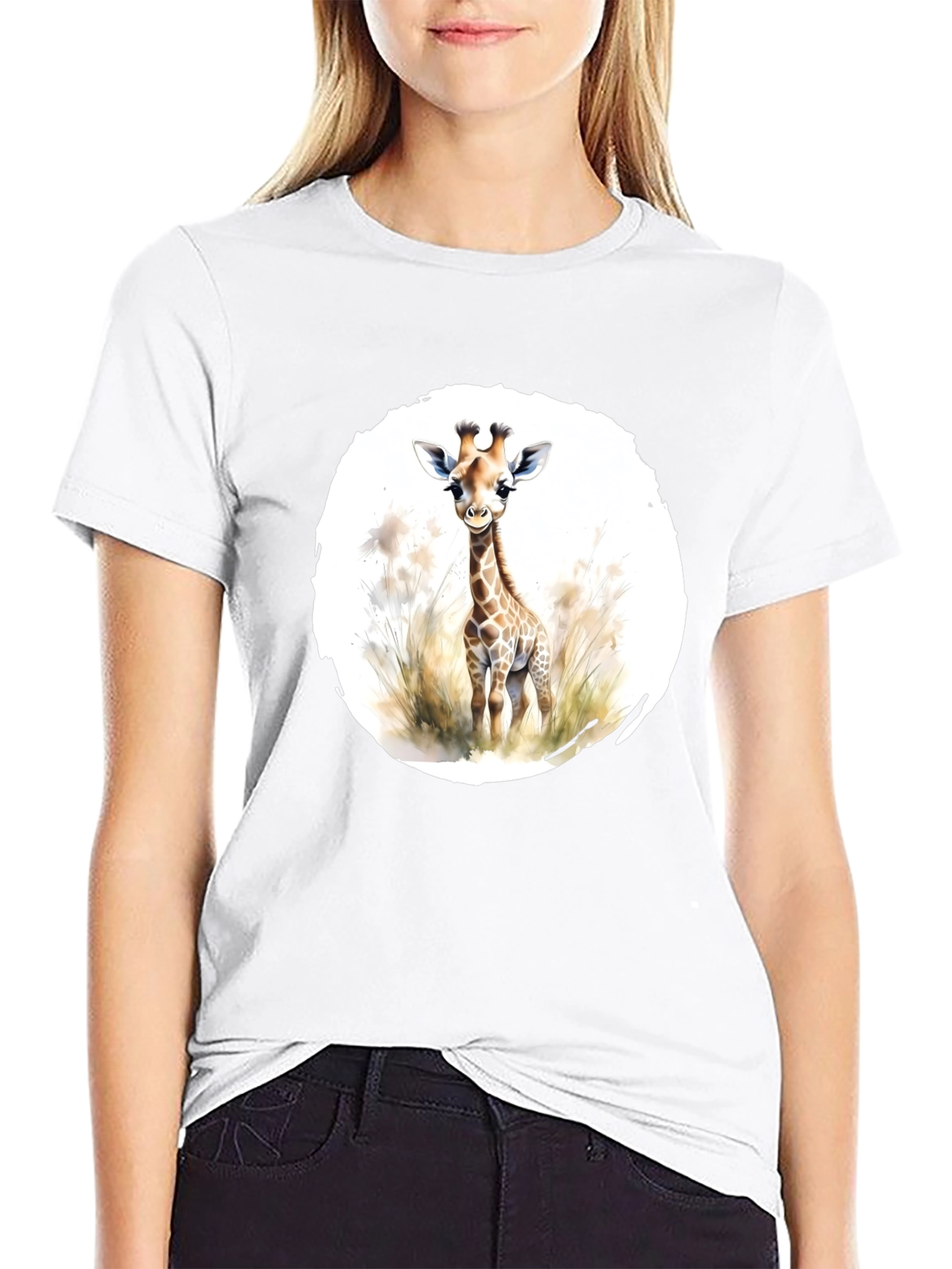 Black Giraffe Graphic Tee - Unisex Black T-Shirt view 9