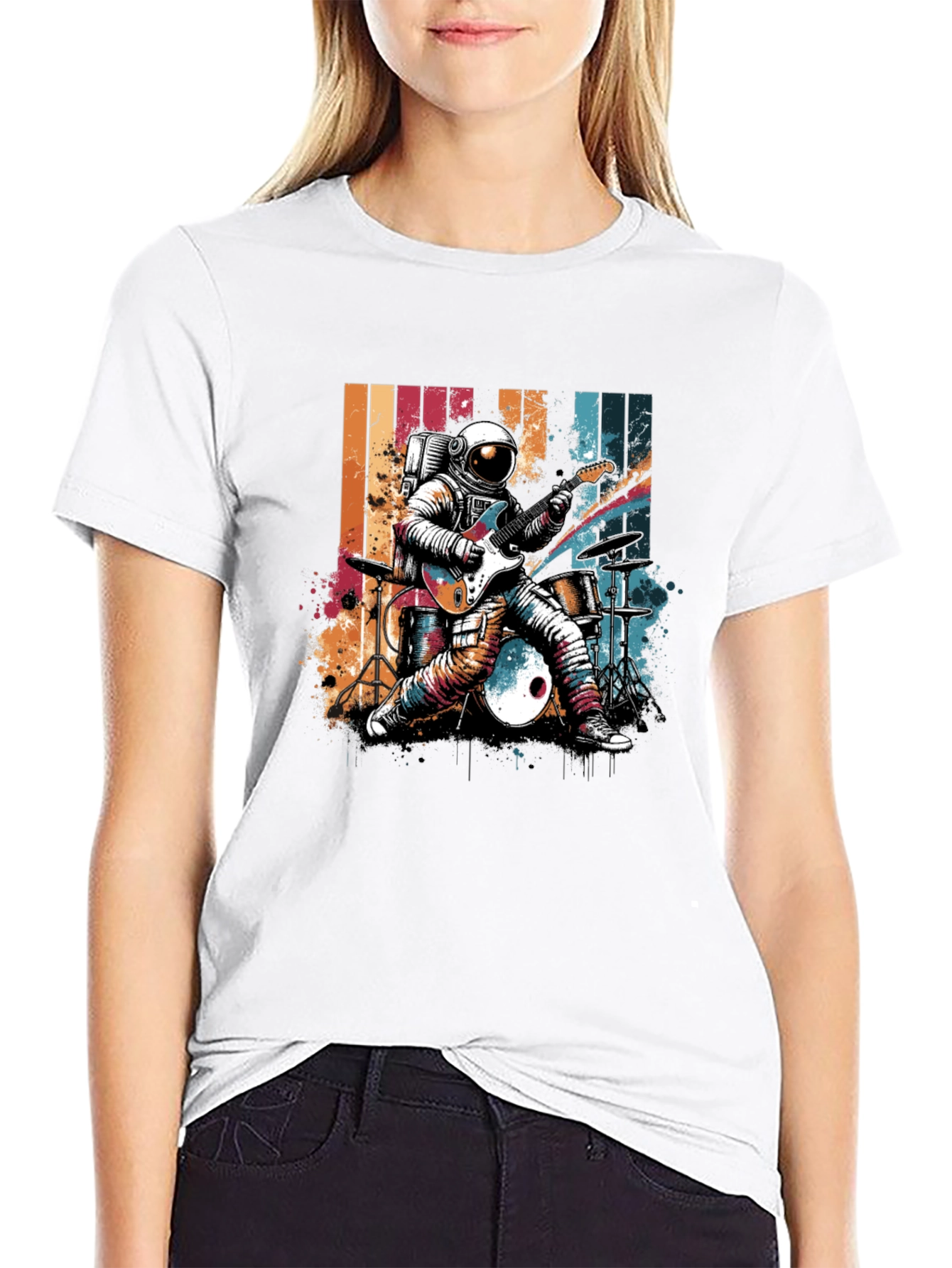 Black Astronaut Guitarist T-Shirt view 9