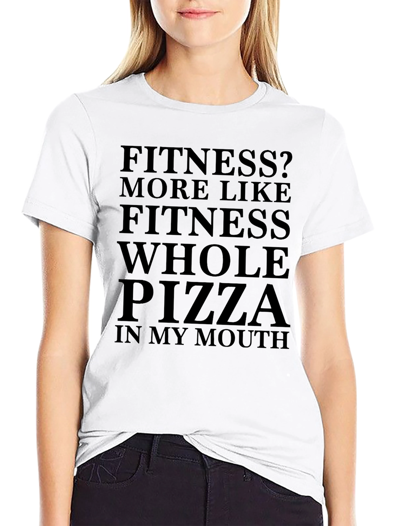 Black Funny Fitness Whole Pizza T-Shirt - Graphic Tee view 9