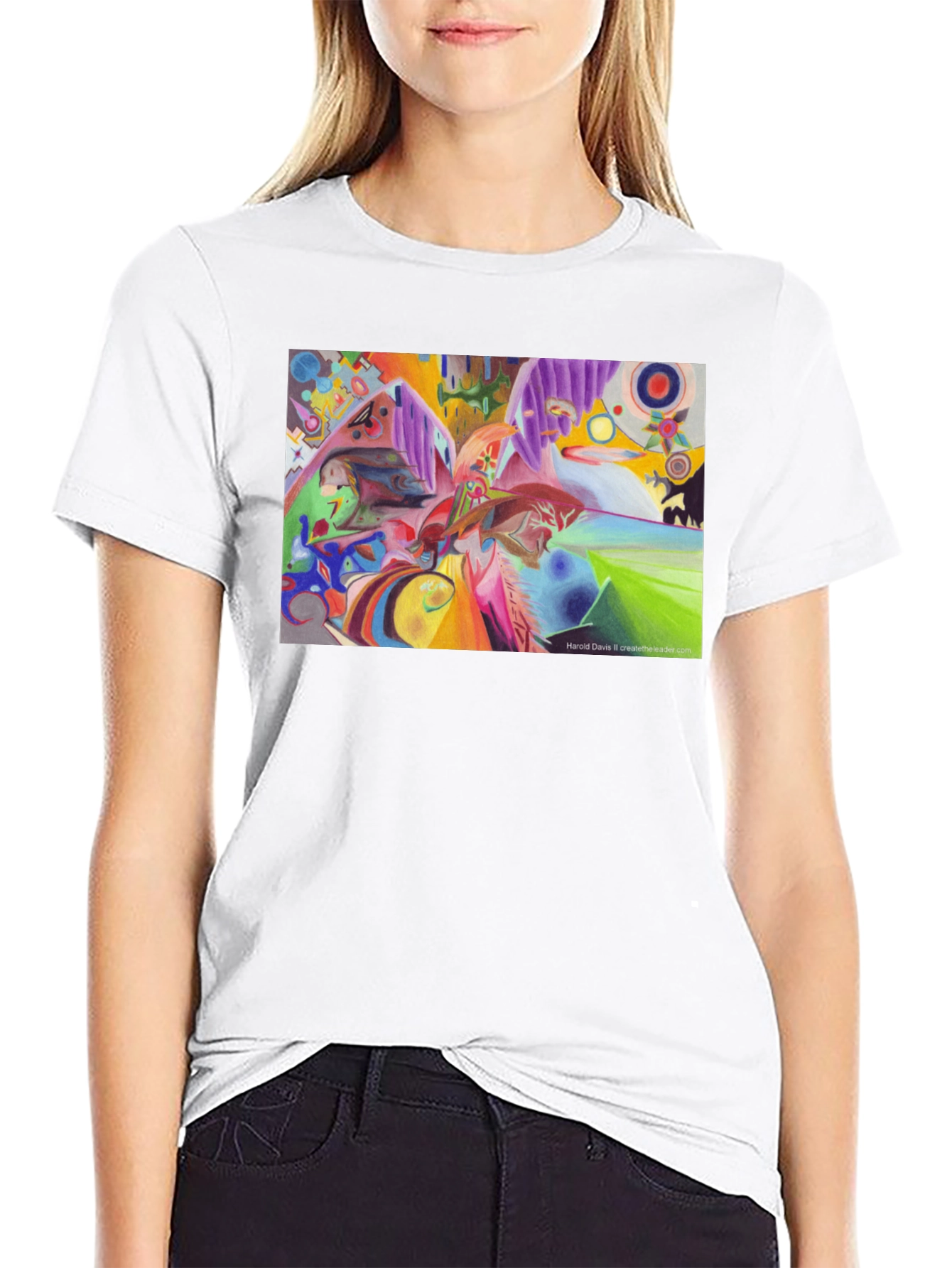 Black Abstract Art Print Tee - Stylish & Unique Design view 9