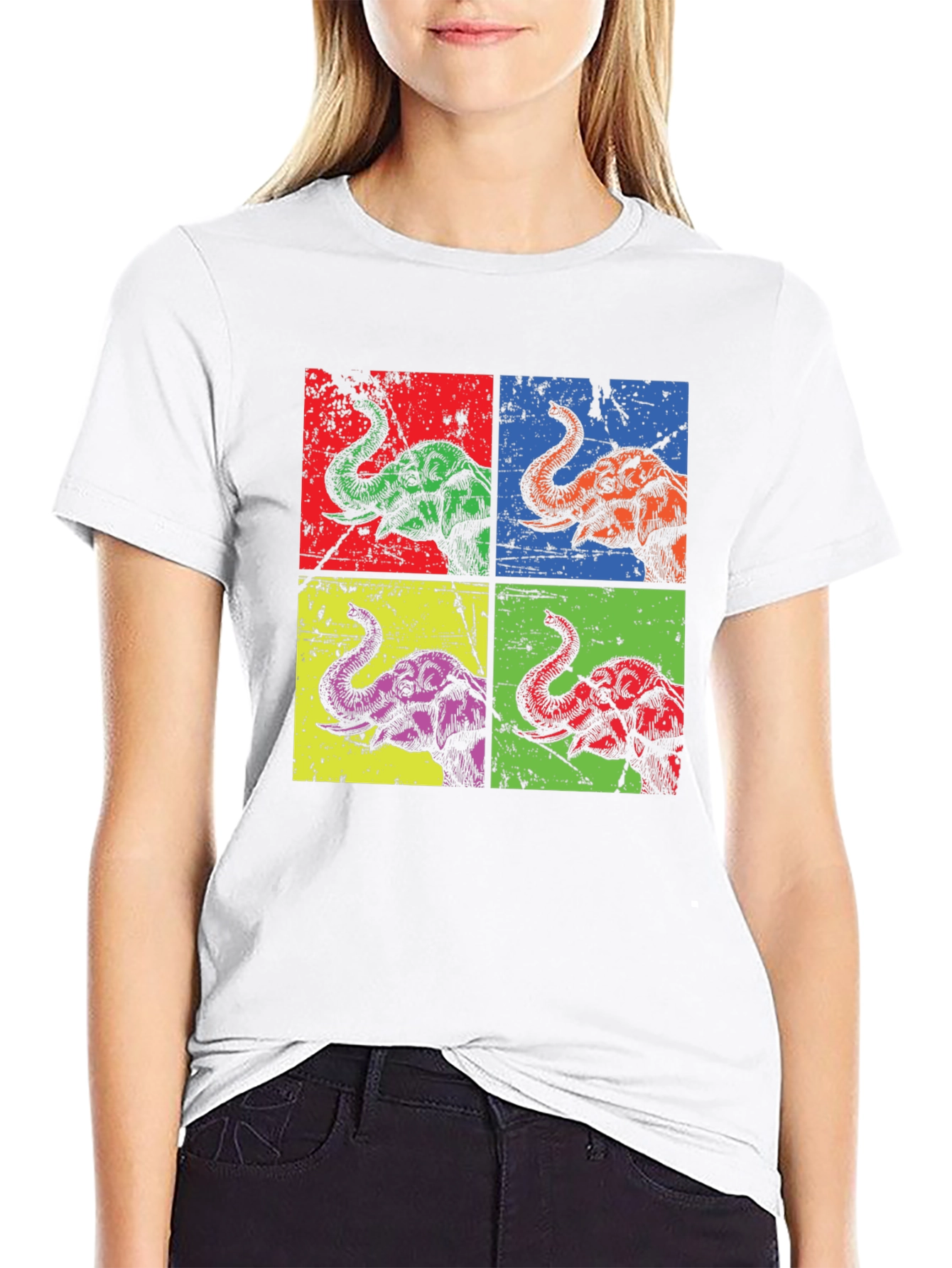 Black Pop Art Elephant Graphic Tee - Unique & Stylish view 9