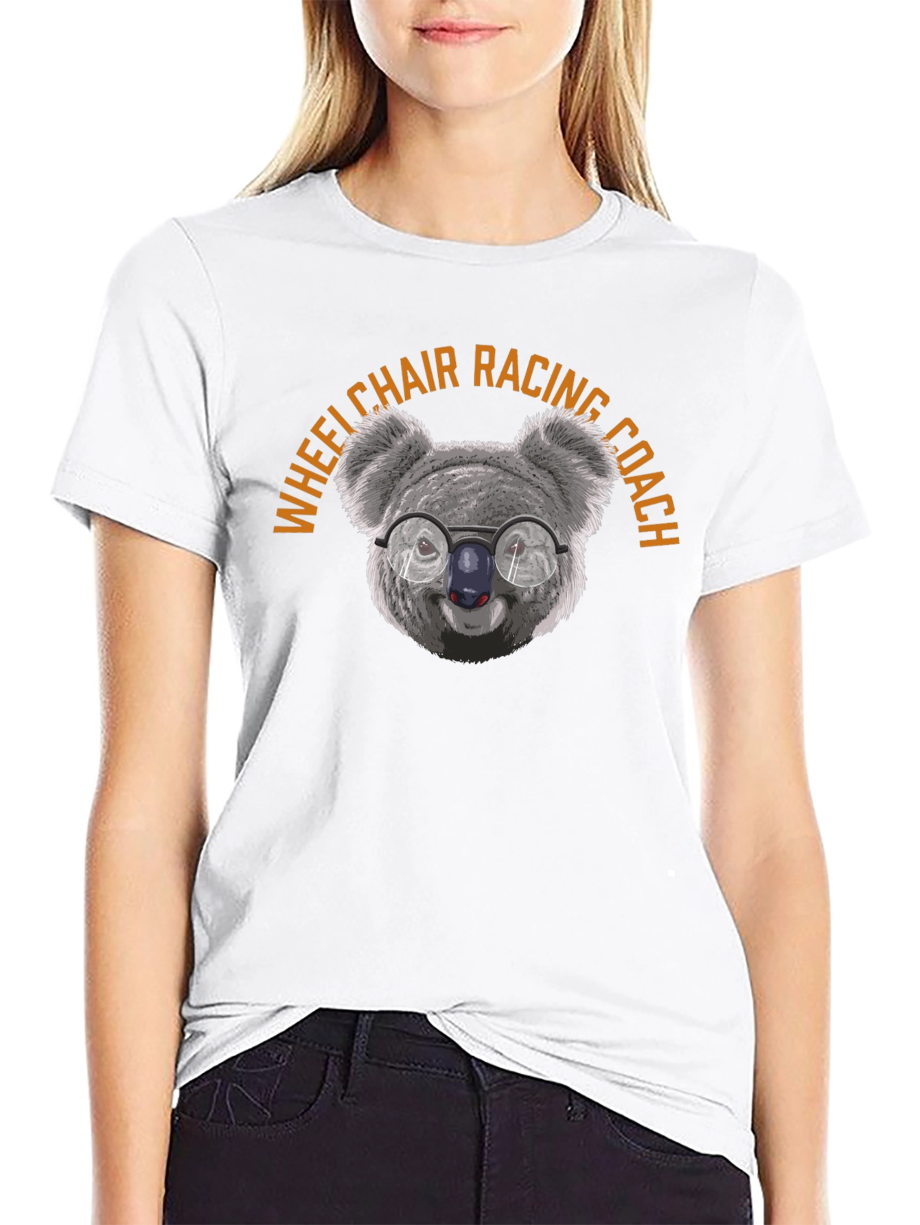Black Wheelchair Racing Coach Koala Graphic Tee view 9