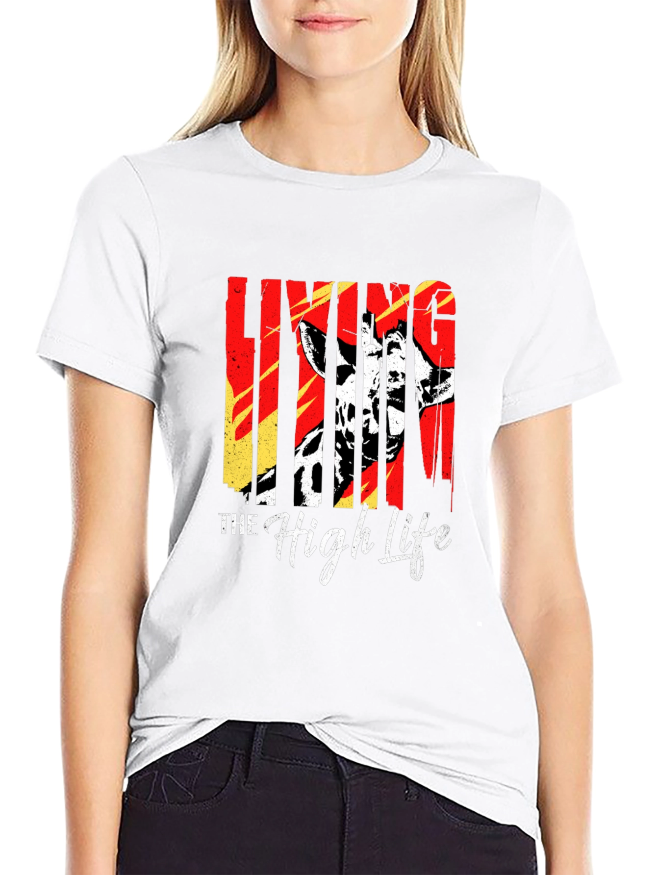 Black Living The High Life Giraffe T-Shirt - Black view 9