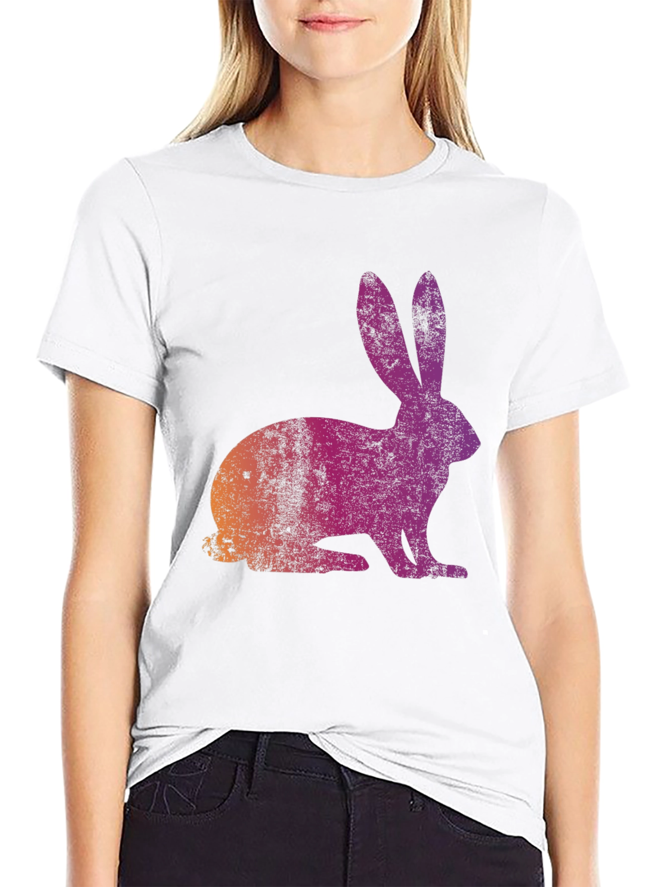 Black Retro Rabbit Graphic Tee view 9