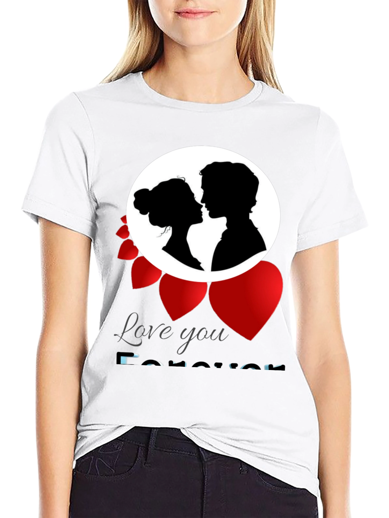 Black Love You Forever T-Shirt Romance Valentine's Gift view 9