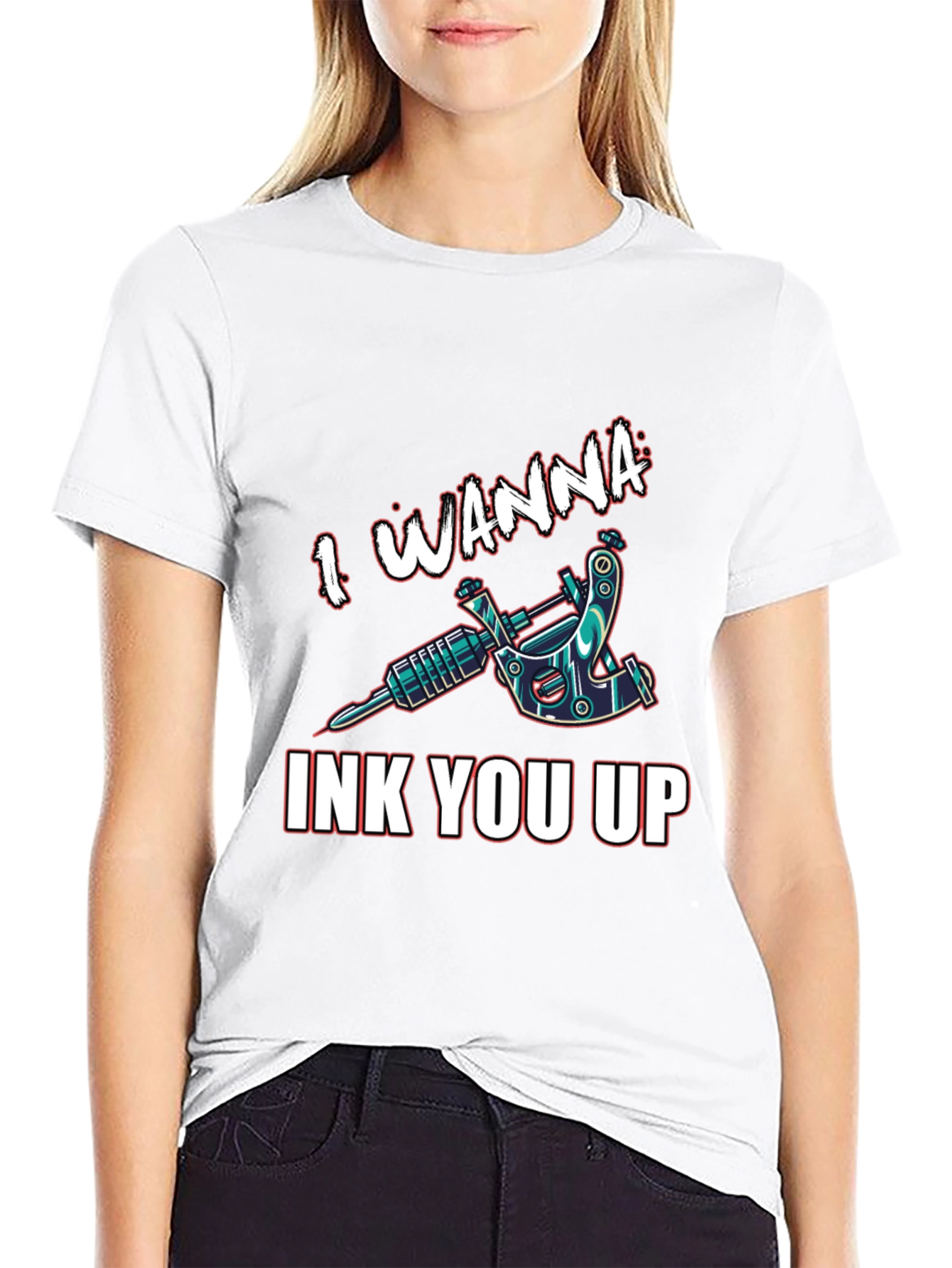 Black I Wanna Ink You Up Tattoo T-Shirt - Black Cotton view 9