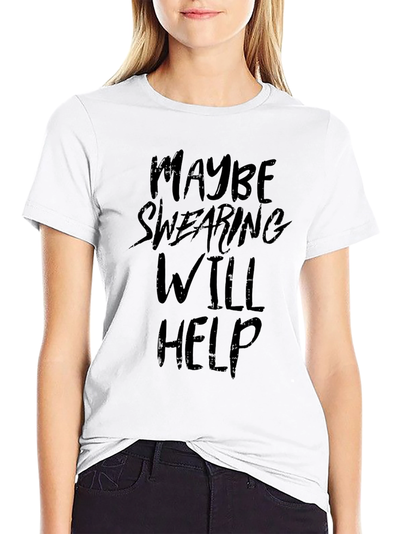 Black Maybe Swearing Will Help - Graphic Tee view 9