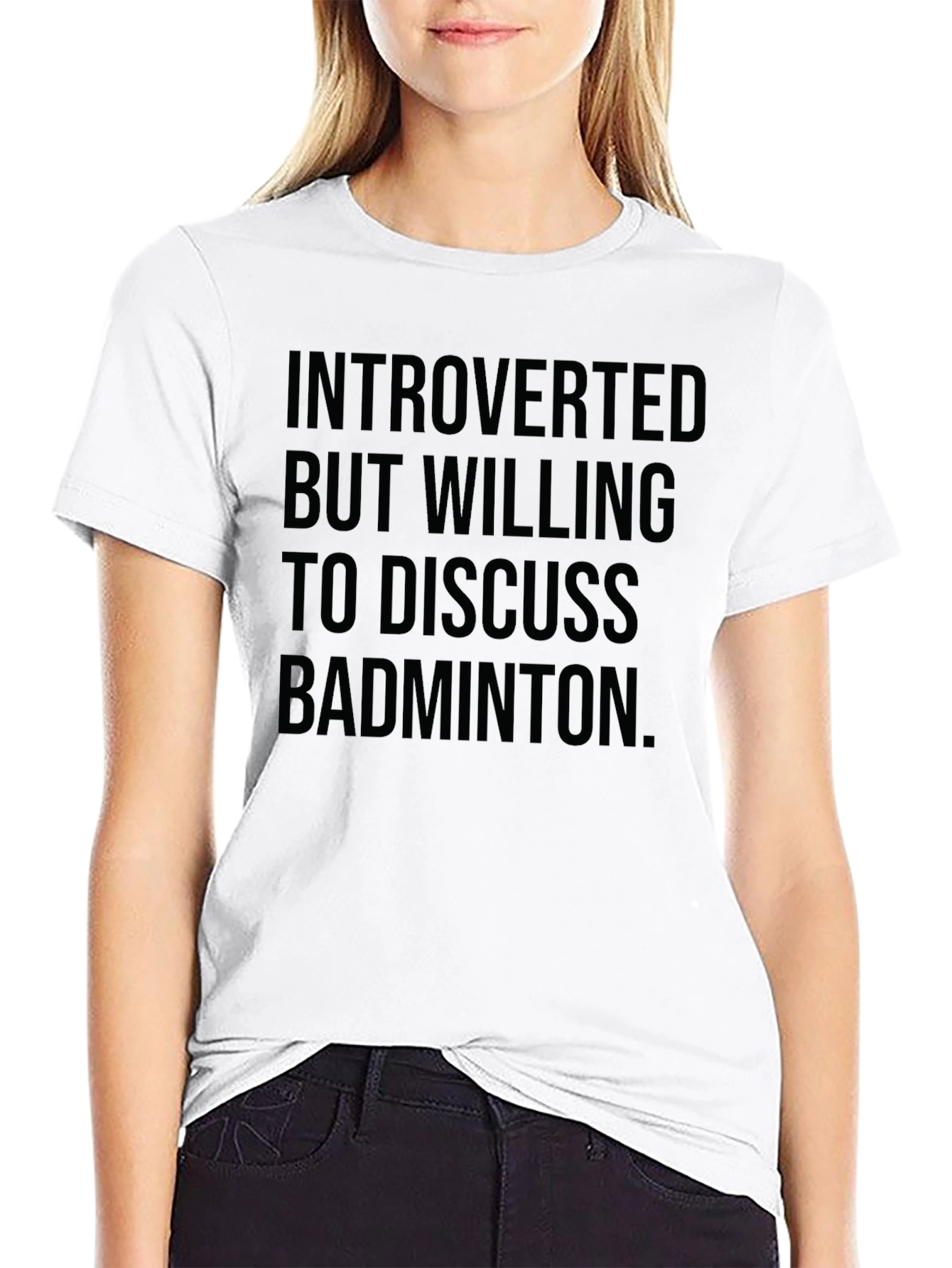 Black Introverted Badminton T-Shirt - Funny Badminton Lover Tee view 9
